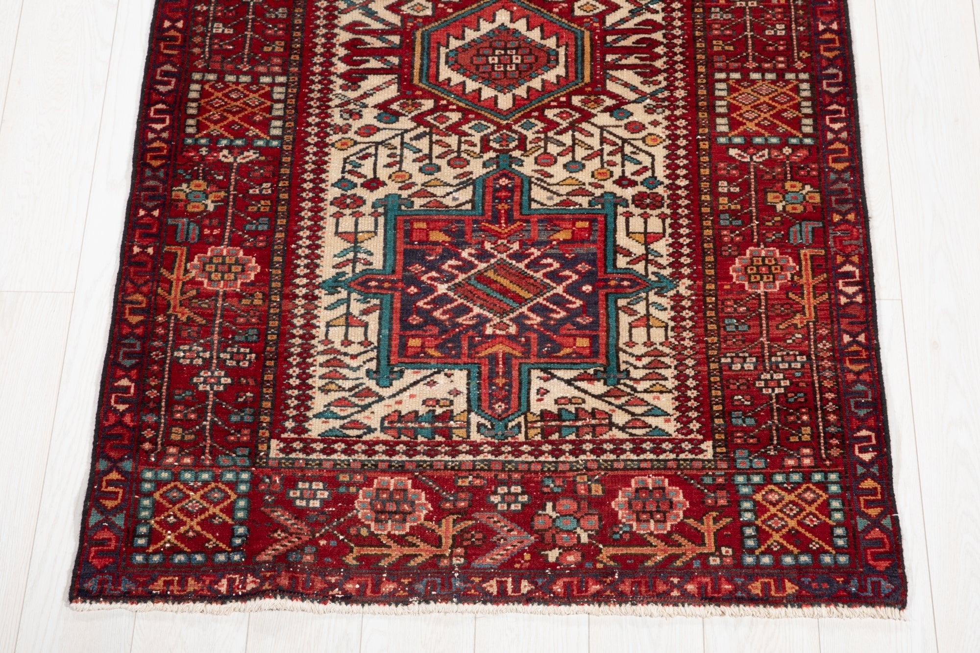 Hand-Knotted Vintage Wool Runner Rug – 11' 2" x 3' 6" (340 × 106 cm) - Yasi & Fara