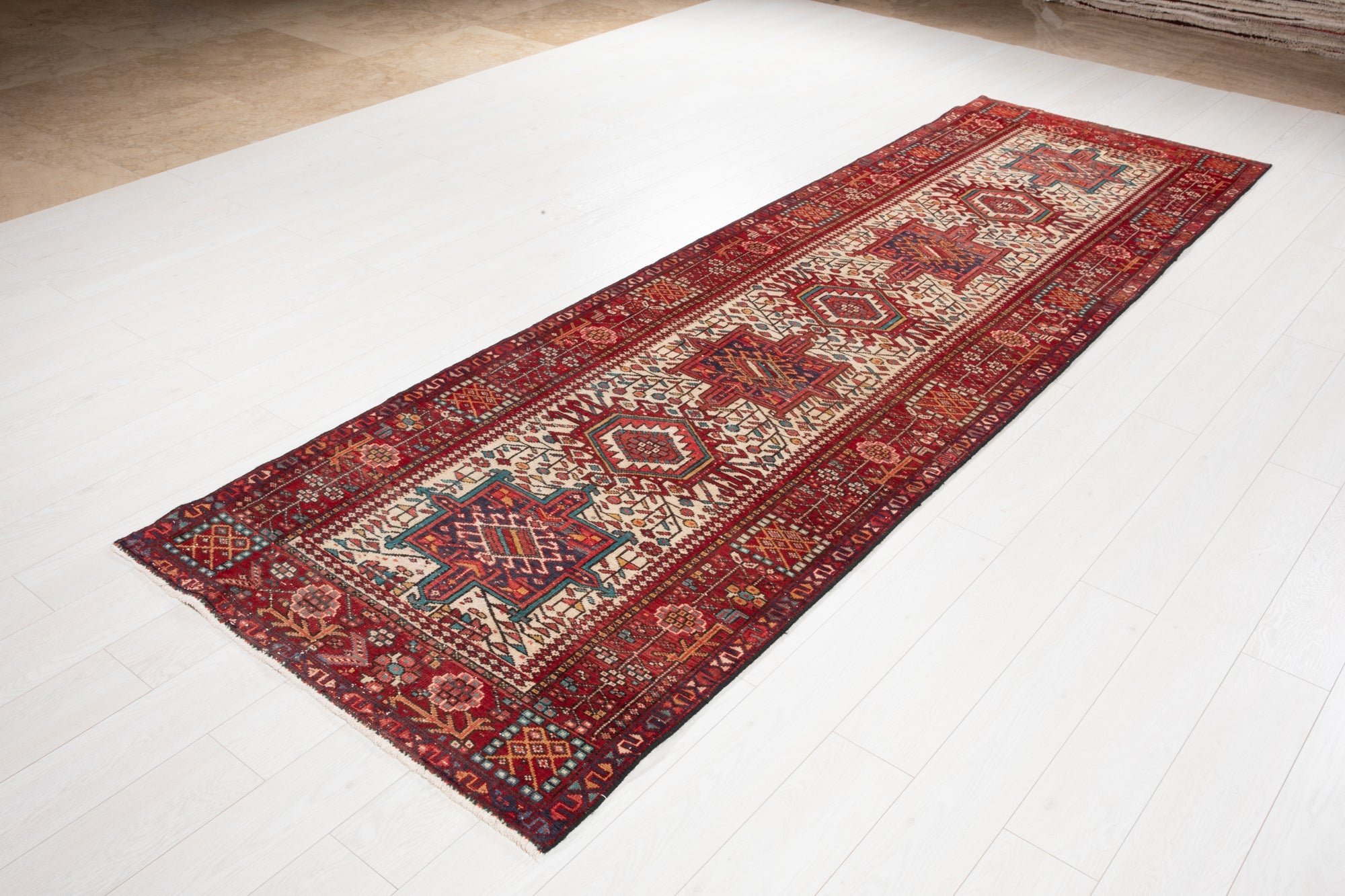 Hand-Knotted Vintage Wool Runner Rug – 11' 2" x 3' 6" (340 × 106 cm) - Yasi & Fara