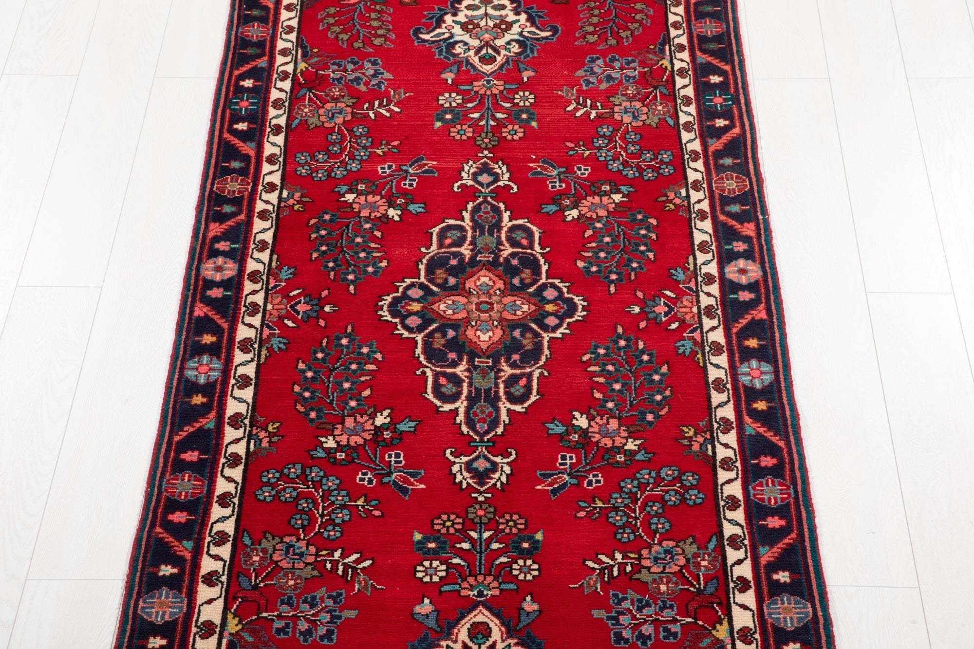 Hand-Knotted Vintage Wool Runner Rug – 9' 9" x 3' 4" (298 × 102 cm) - Yasi & Fara