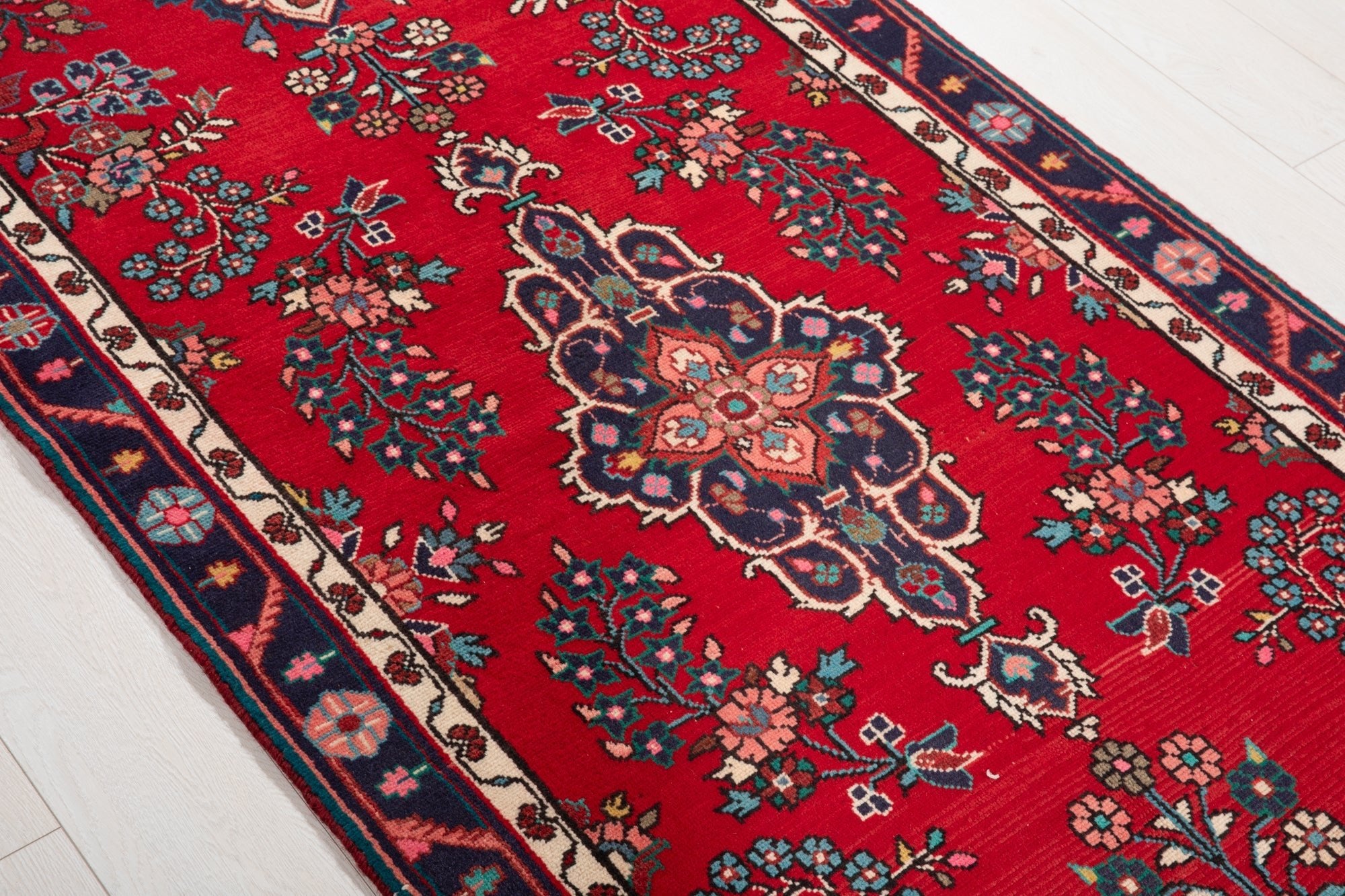 Hand-Knotted Vintage Wool Runner Rug – 9' 9" x 3' 4" (298 × 102 cm) - Yasi & Fara