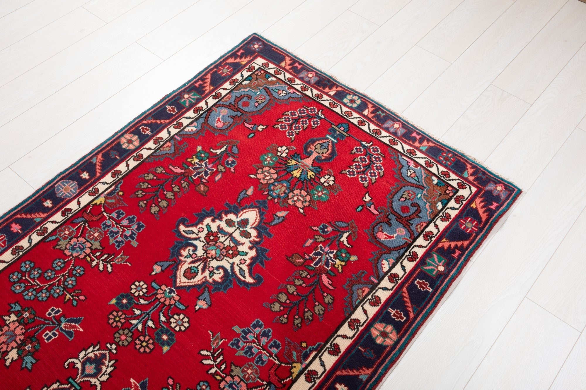 Hand-Knotted Vintage Wool Runner Rug – 9' 9" x 3' 4" (298 × 102 cm) - Yasi & Fara