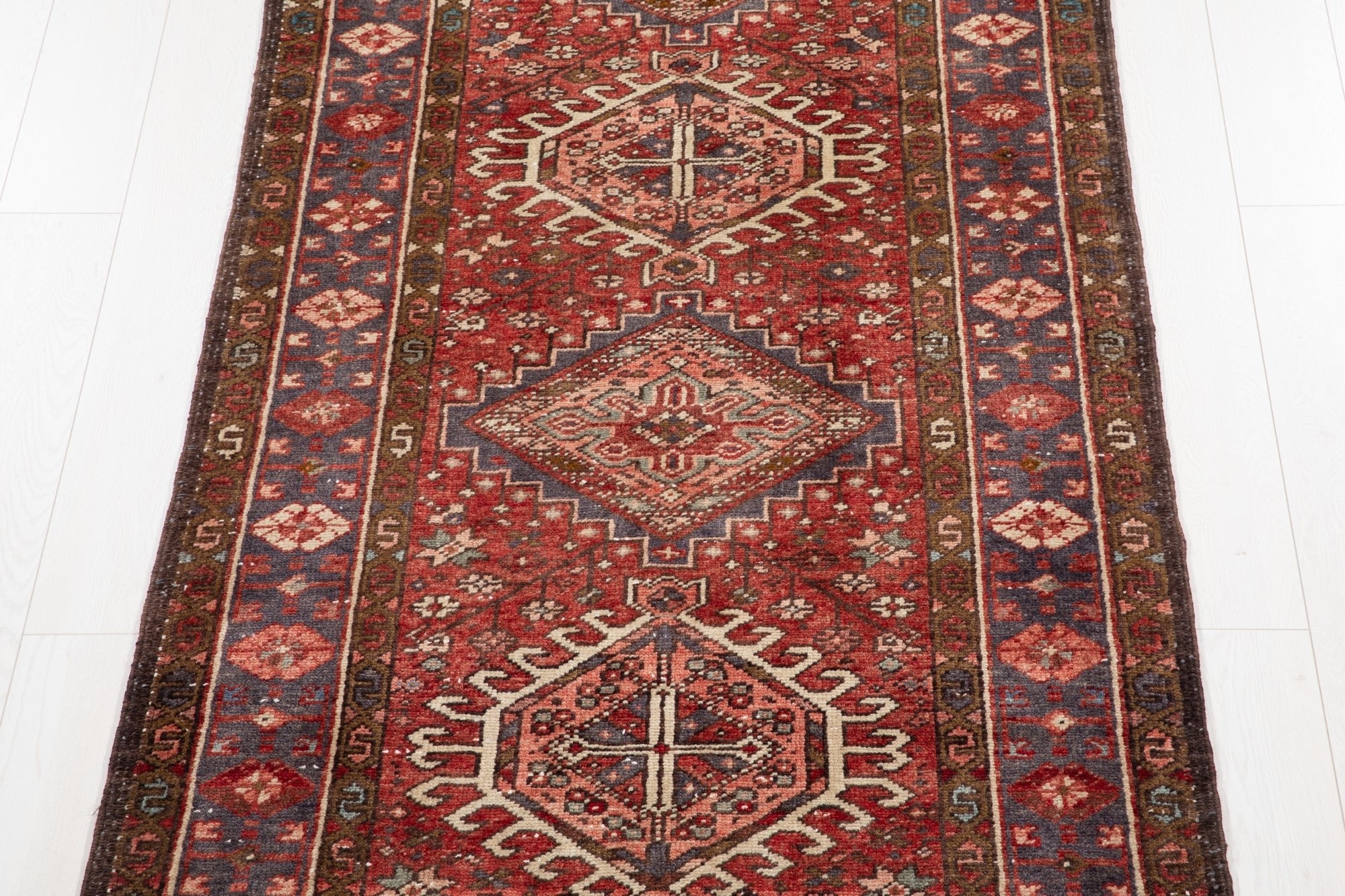 Hand-Knotted Vintage Wool Runner Rug – 10' 7" x 3' 6" (323 × 106 cm) - Yasi & Fara