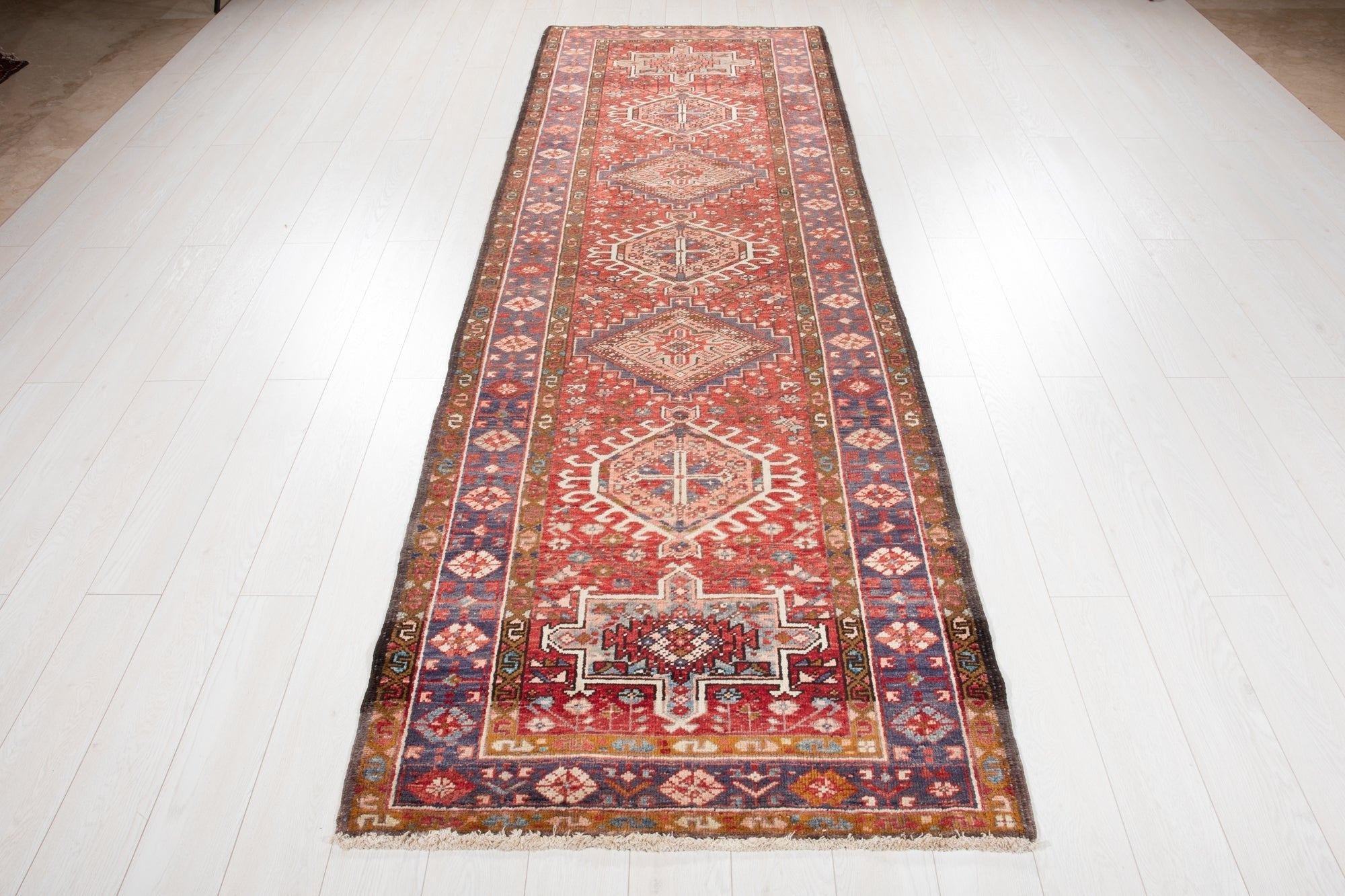 Hand-Knotted Vintage Wool Runner Rug – 10' 7" x 3' 6" (323 × 106 cm) - Yasi & Fara