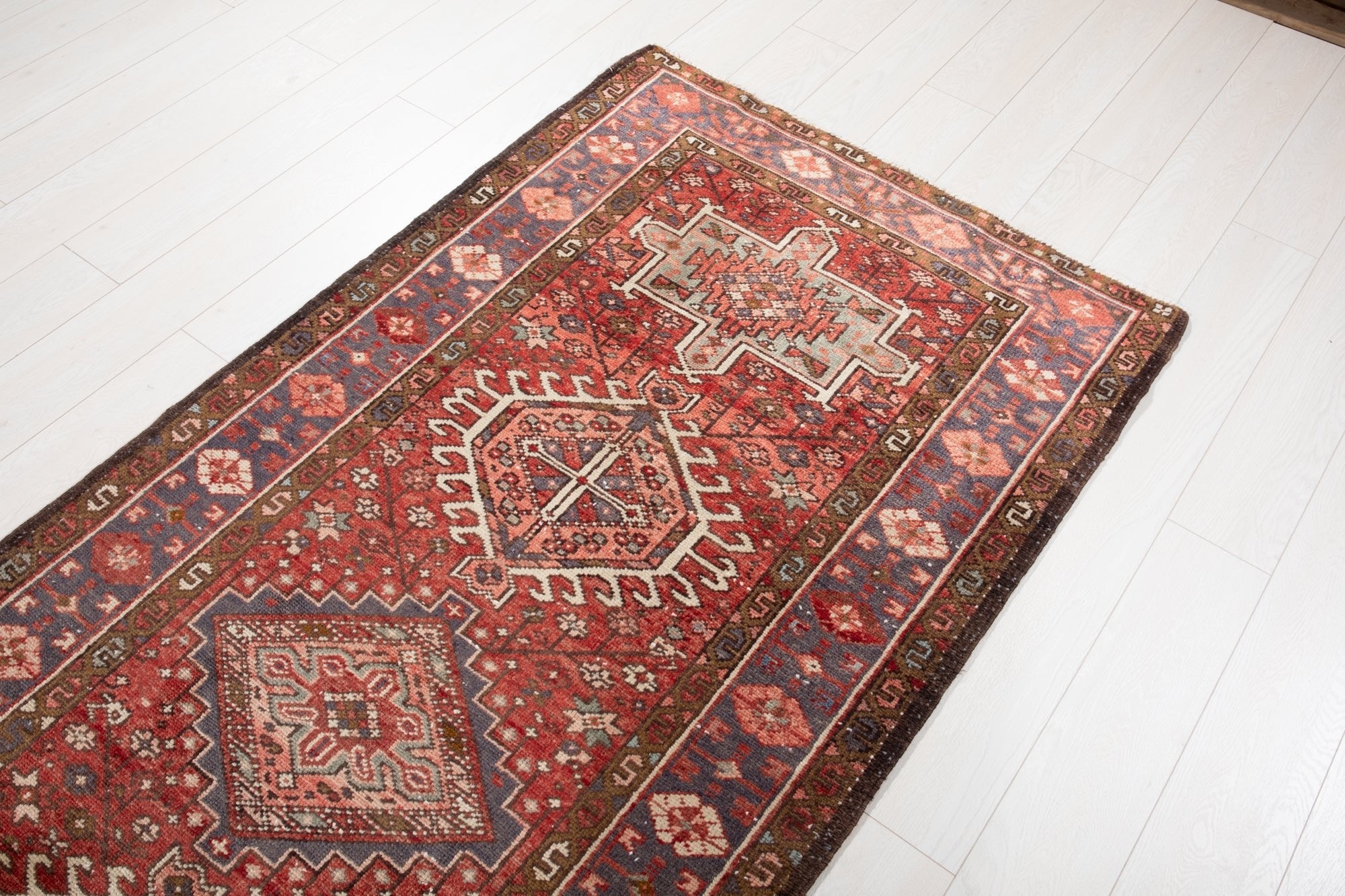 Hand-Knotted Vintage Wool Runner Rug – 10' 7" x 3' 6" (323 × 106 cm) - Yasi & Fara