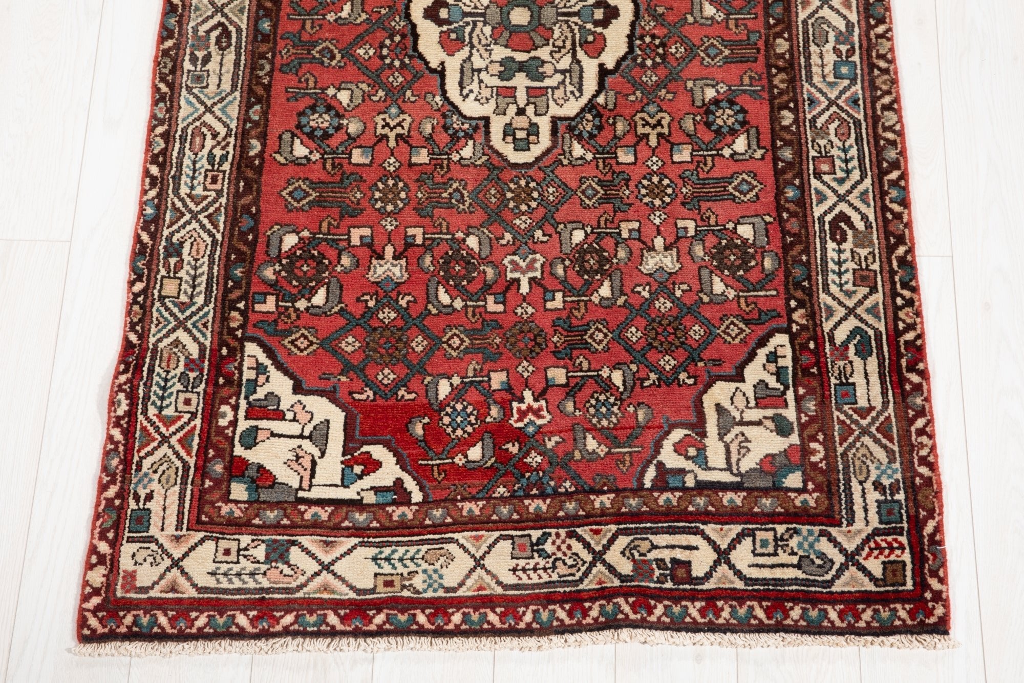 Hand-Knotted Vintage Wool Runner Rug – 12' 7" x 3' 4" (384 × 102 cm) - Yasi & Fara