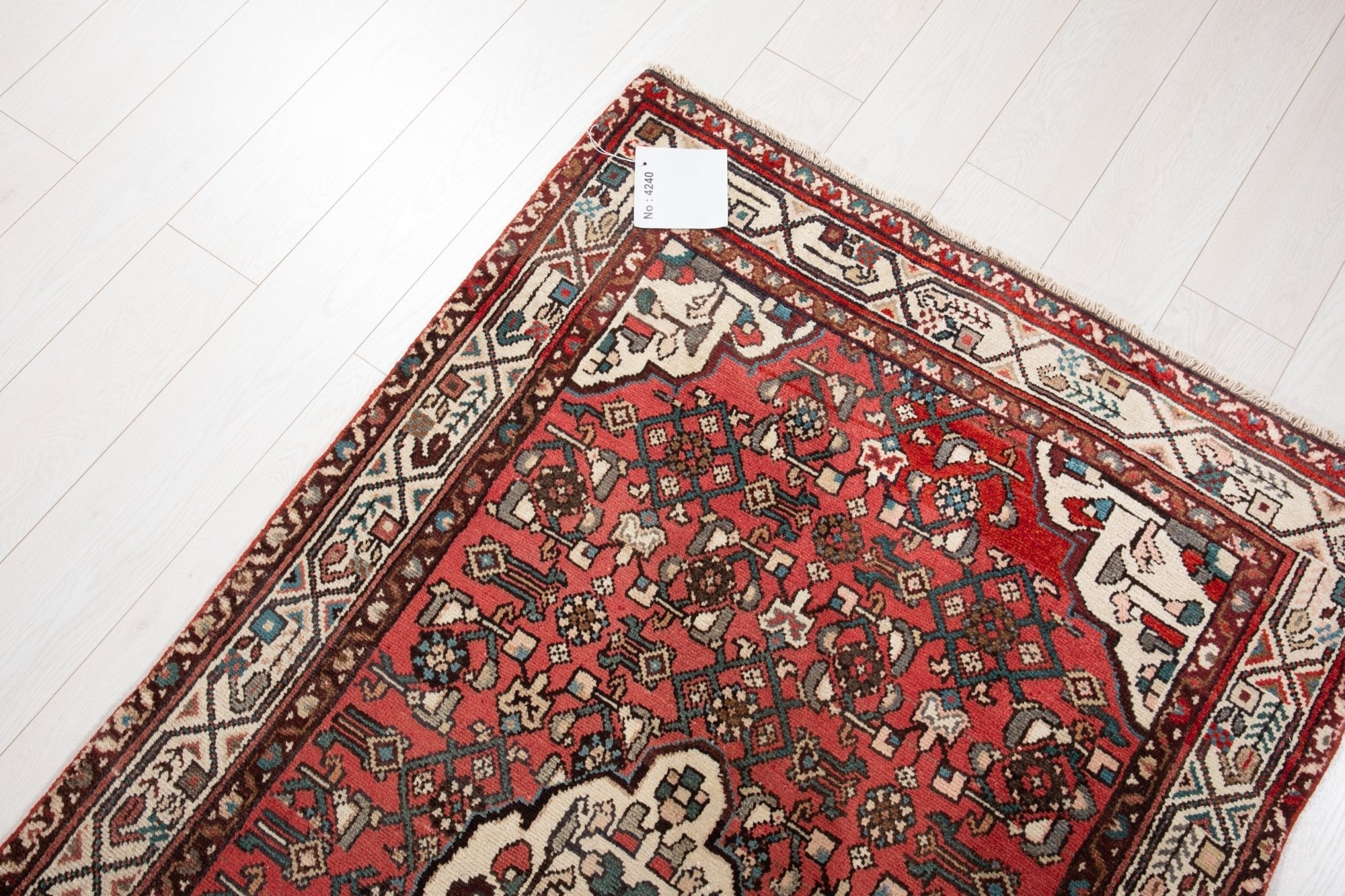 Hand-Knotted Vintage Wool Runner Rug – 12' 7" x 3' 4" (384 × 102 cm) - Yasi & Fara