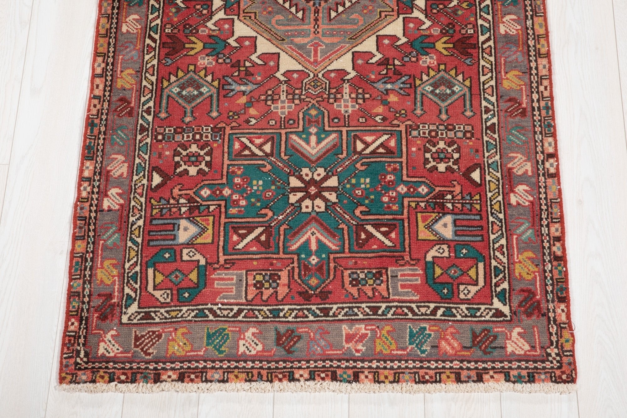 Hand-Knotted Vintage Wool Runner Rug – 11' 6" x 3' 3" (350 × 100 cm) - Yasi & Fara