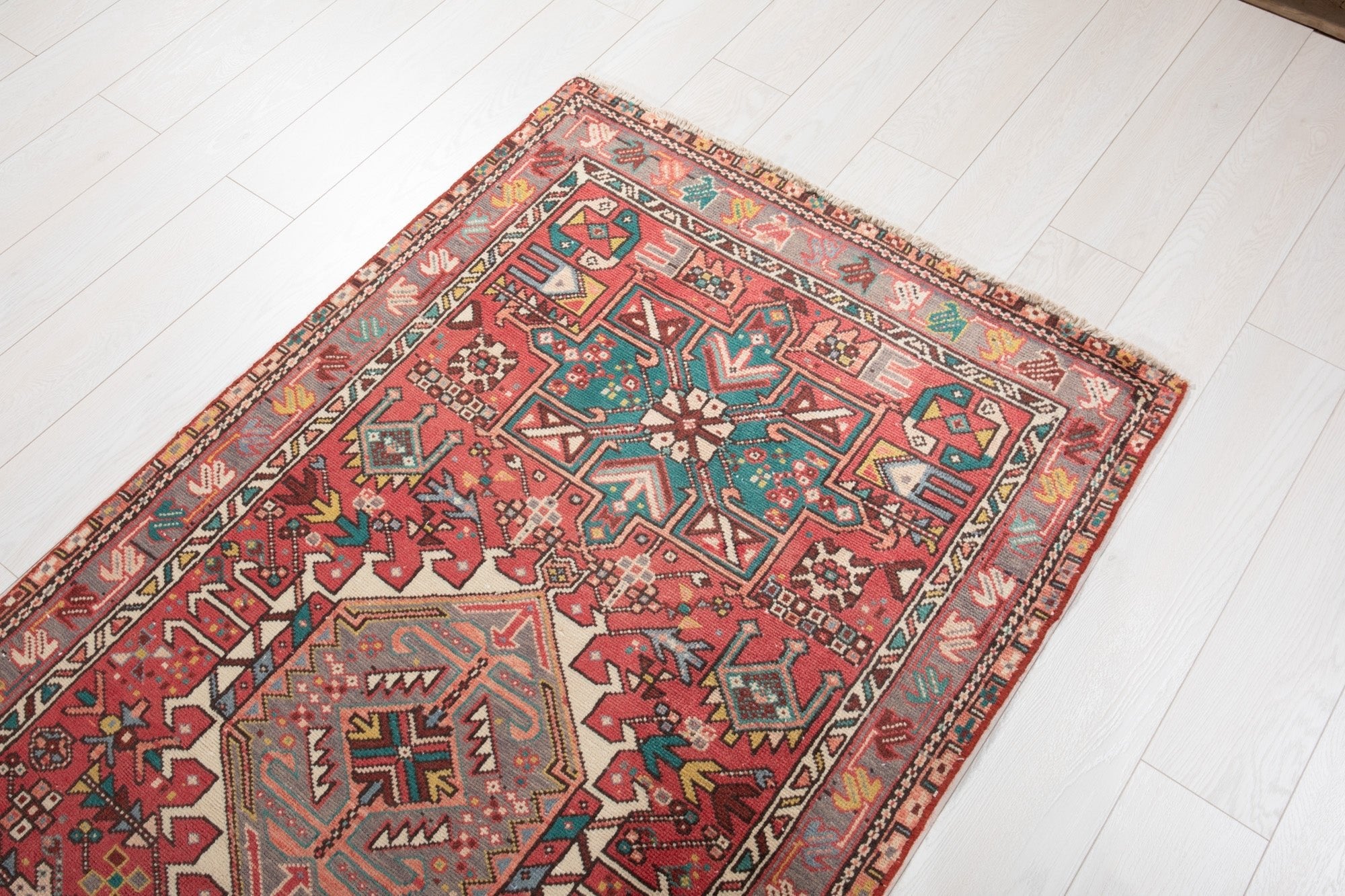 Hand-Knotted Vintage Wool Runner Rug – 11' 6" x 3' 3" (350 × 100 cm) - Yasi & Fara