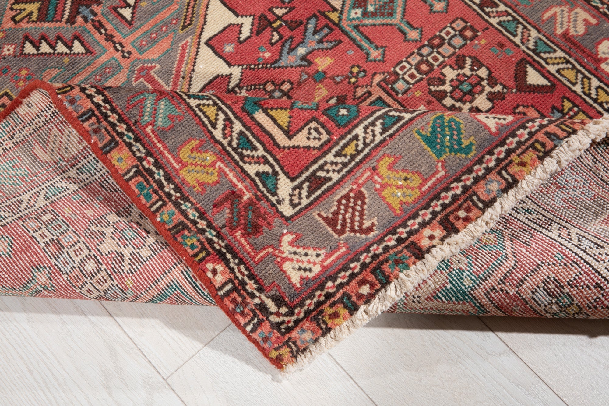 Hand-Knotted Vintage Wool Runner Rug – 11' 6" x 3' 3" (350 × 100 cm) - Yasi & Fara