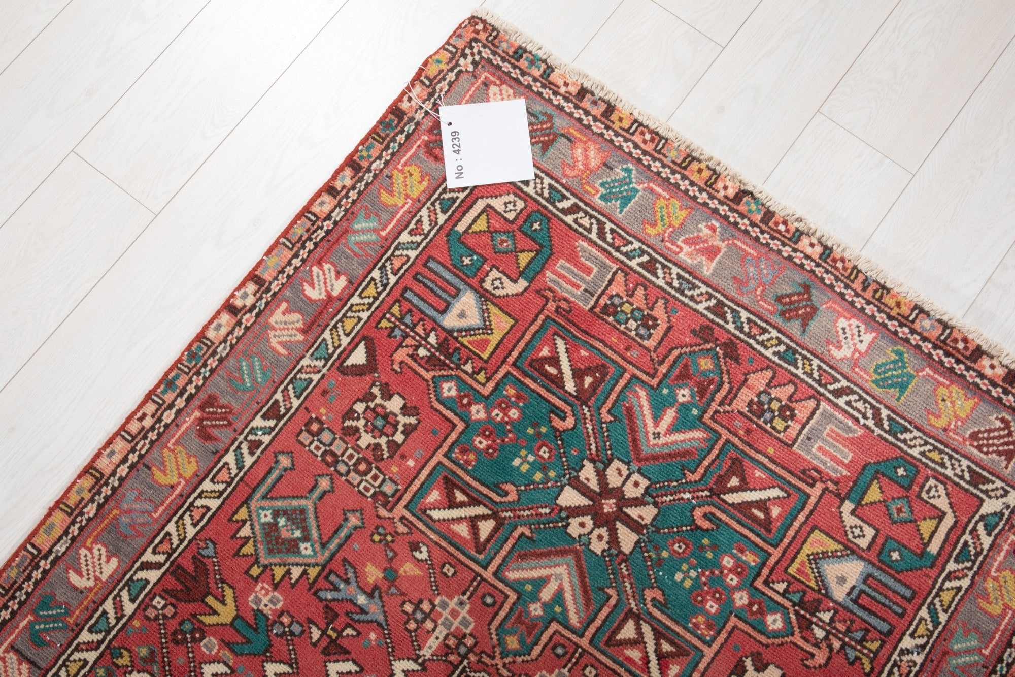 Hand-Knotted Vintage Wool Runner Rug – 11' 6" x 3' 3" (350 × 100 cm) - Yasi & Fara
