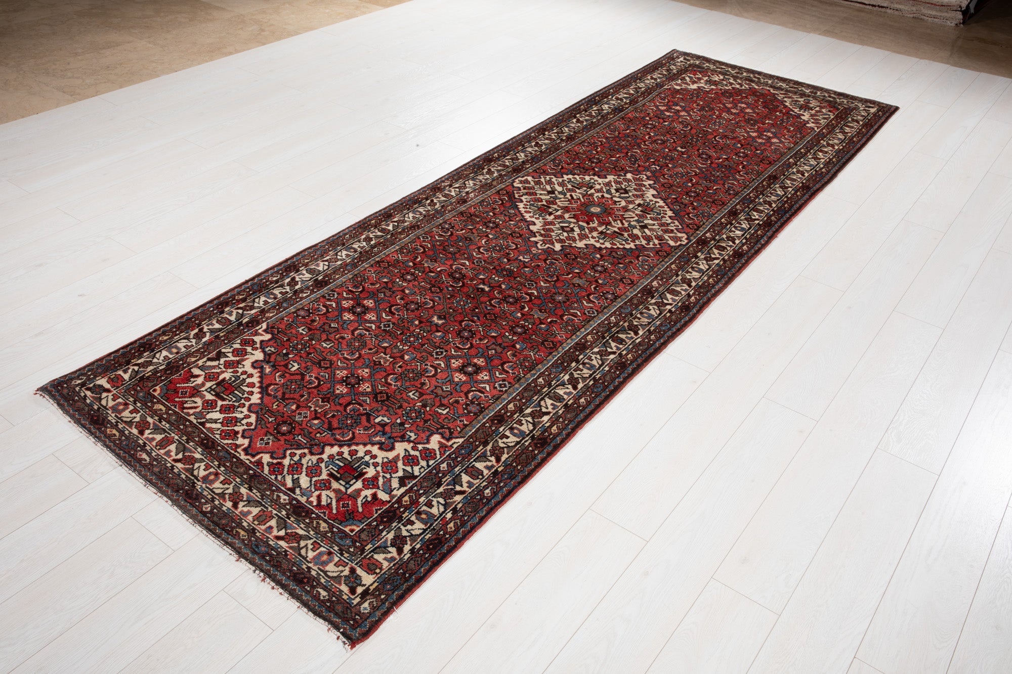 Hand-Knotted Vintage Wool Runner Rug – 11' 1" x 3' 7" (339 × 110 cm) - Yasi & Fara