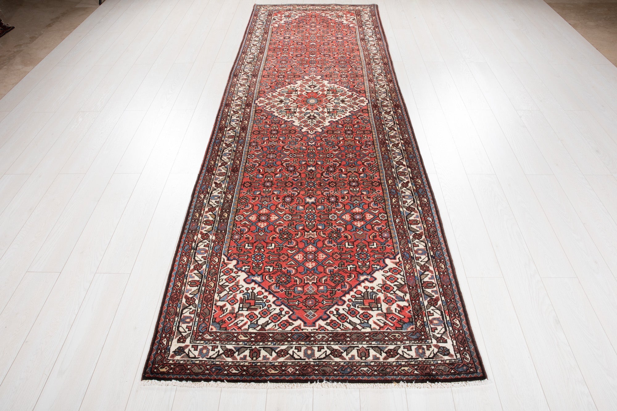 Hand-Knotted Vintage Wool Runner Rug – 11' 1" x 3' 7" (339 × 110 cm) - Yasi & Fara