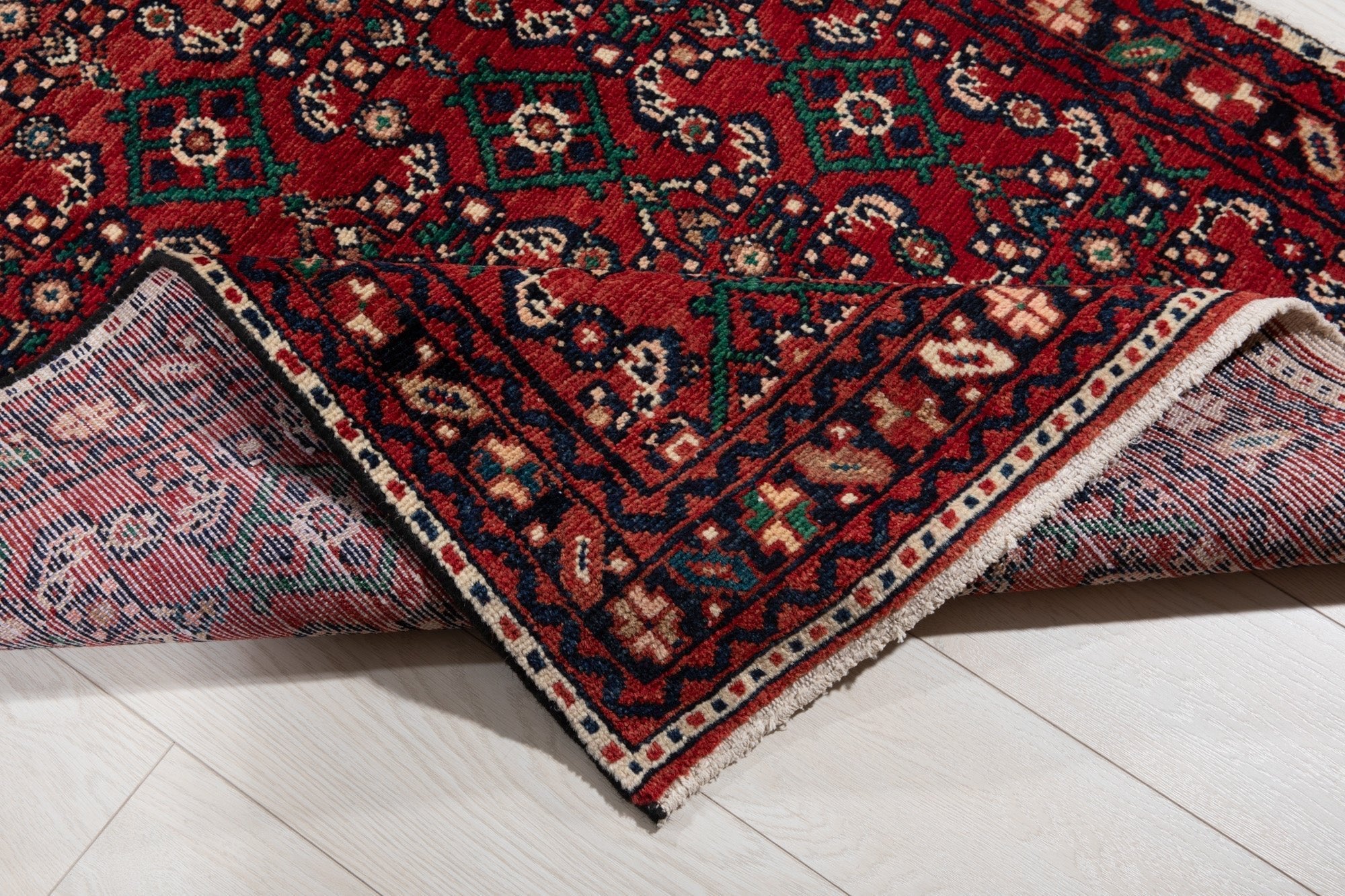 Hand-Knotted Vintage Wool Runner Rug – 12' 10" x 3' 3" (391 × 99 cm) - Yasi & Fara