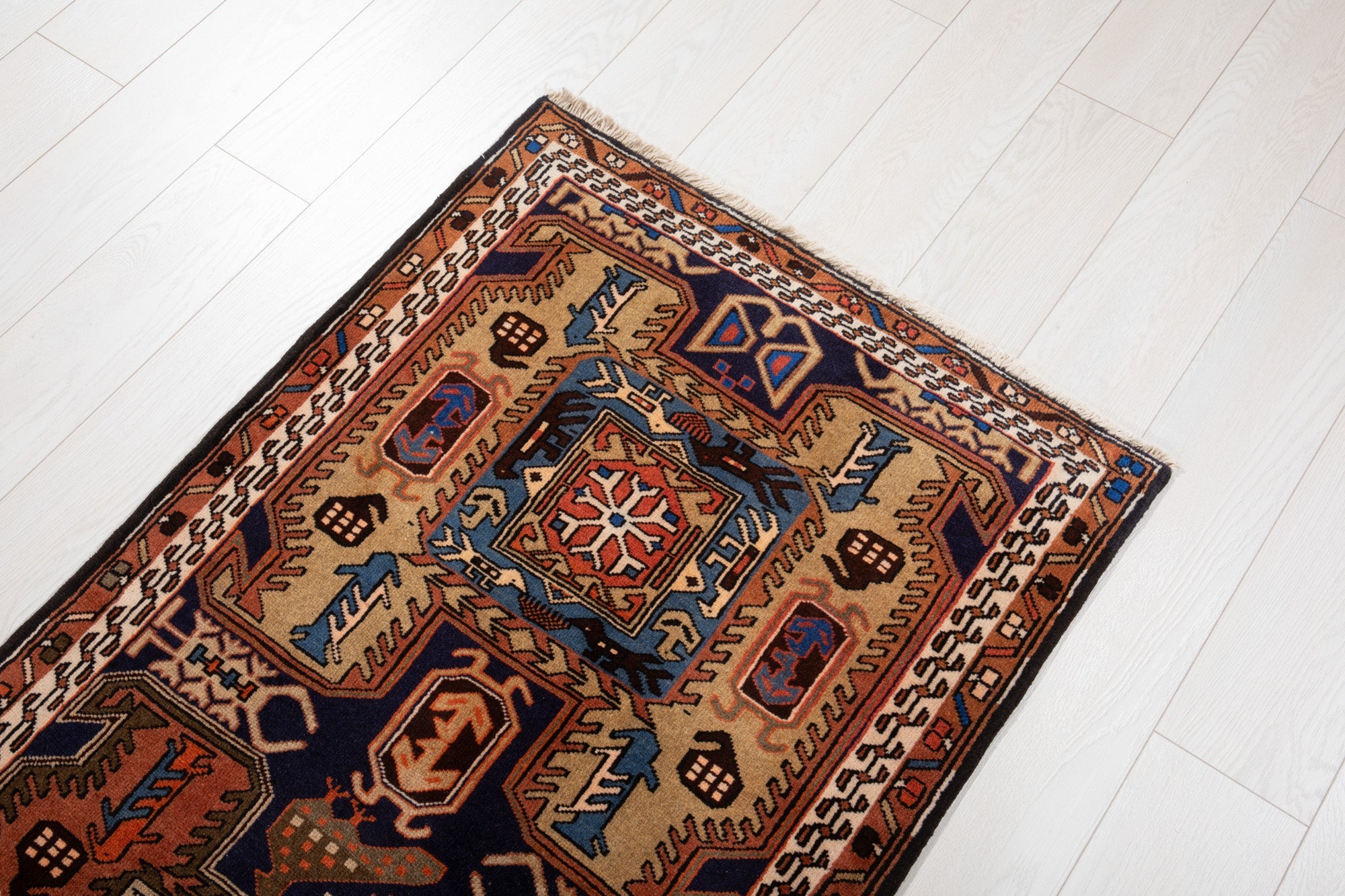 Hand-Knotted Vintage Wool Runner Rug – 10' 7" x 2' 7" (323 × 80 cm) - Yasi & Fara