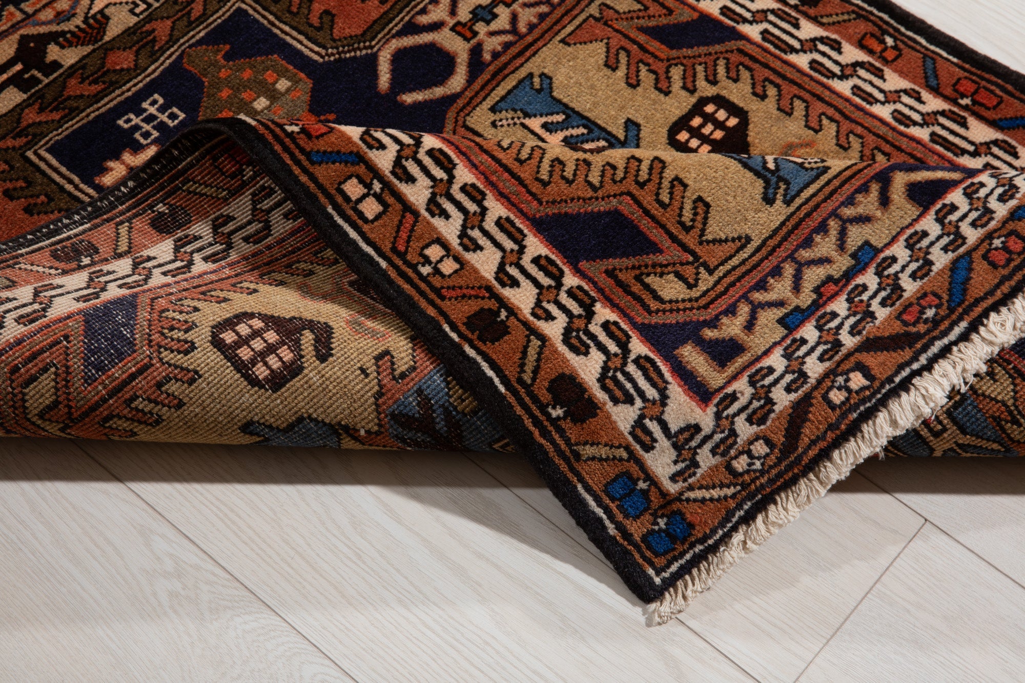 Hand-Knotted Vintage Wool Runner Rug – 10' 7" x 2' 7" (323 × 80 cm) - Yasi & Fara
