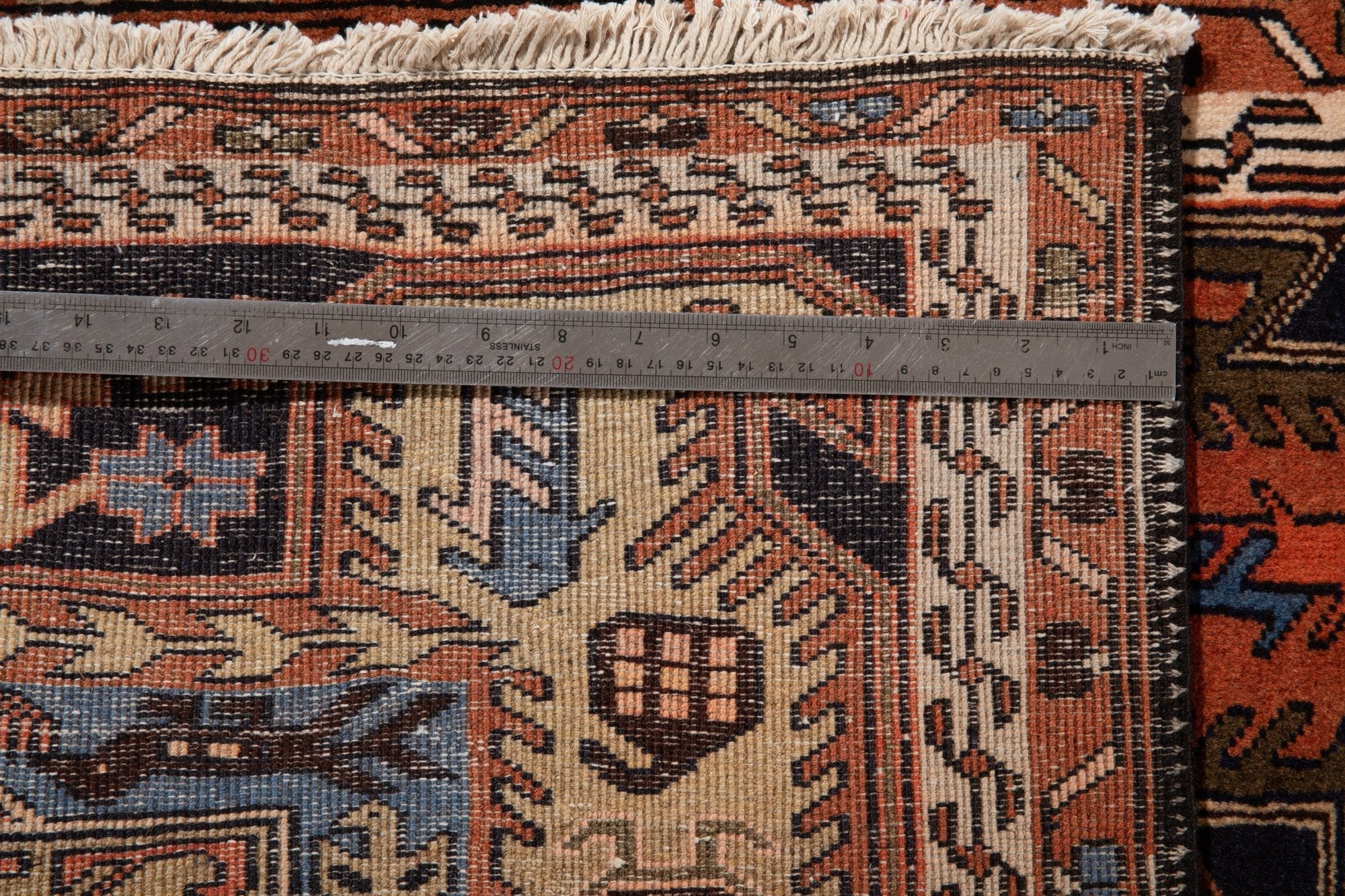 Hand-Knotted Vintage Wool Runner Rug – 10' 7" x 2' 7" (323 × 80 cm) - Yasi & Fara