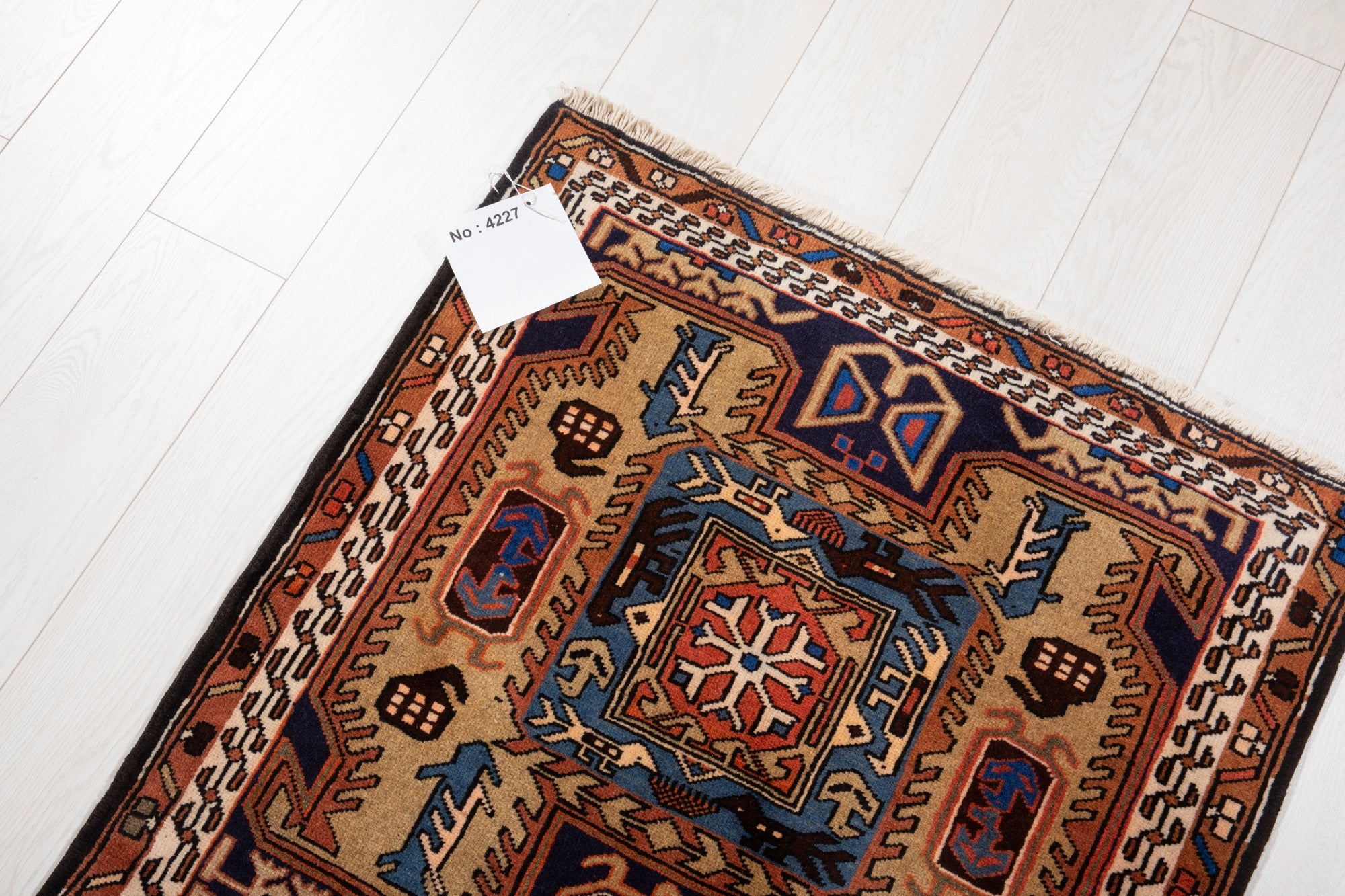 Hand-Knotted Vintage Wool Runner Rug – 10' 7" x 2' 7" (323 × 80 cm) - Yasi & Fara