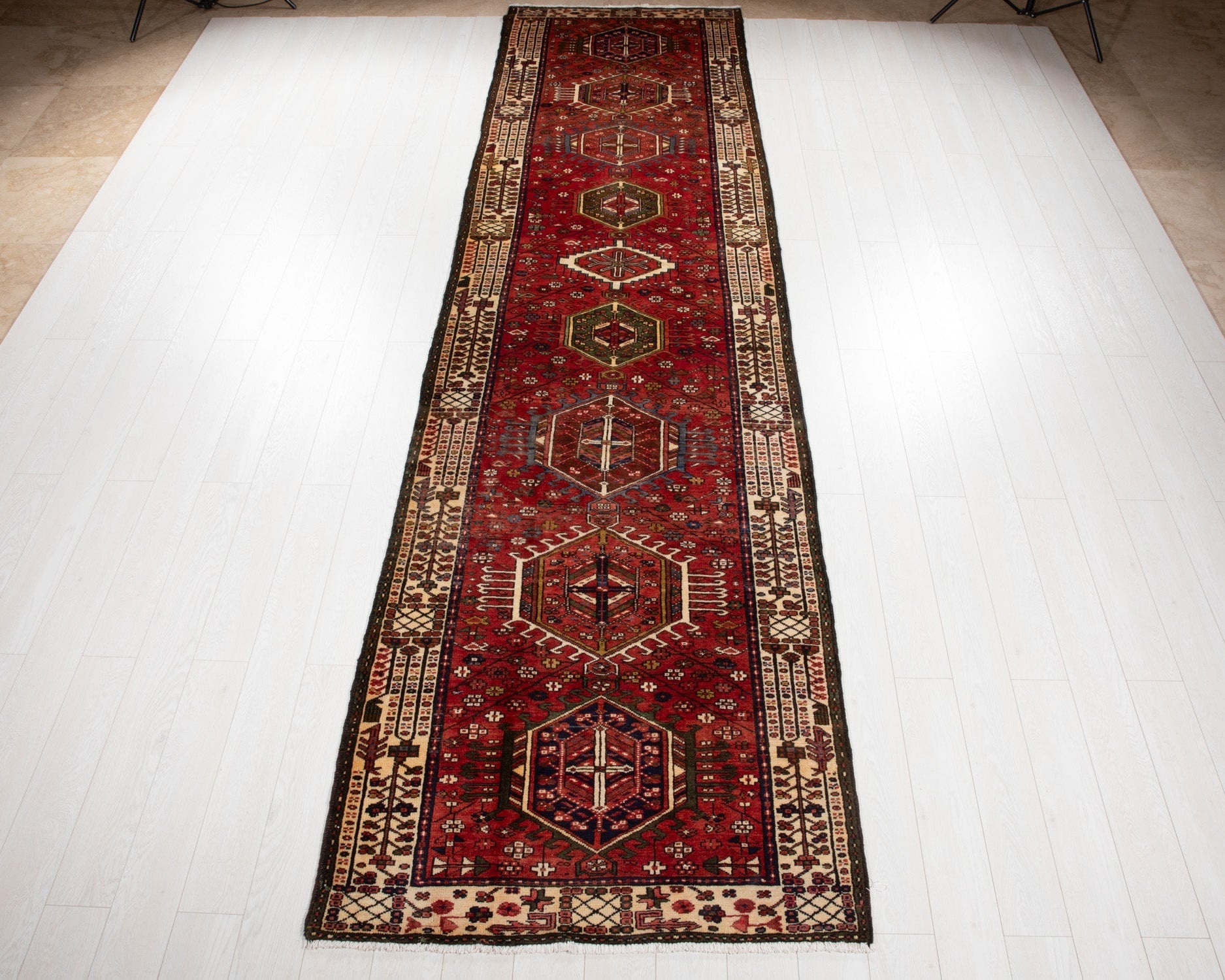 Hand-Knotted Vintage Wool Runner Rug – 14' 5" x 3' 11" (440 × 119 cm) - Yasi & Fara