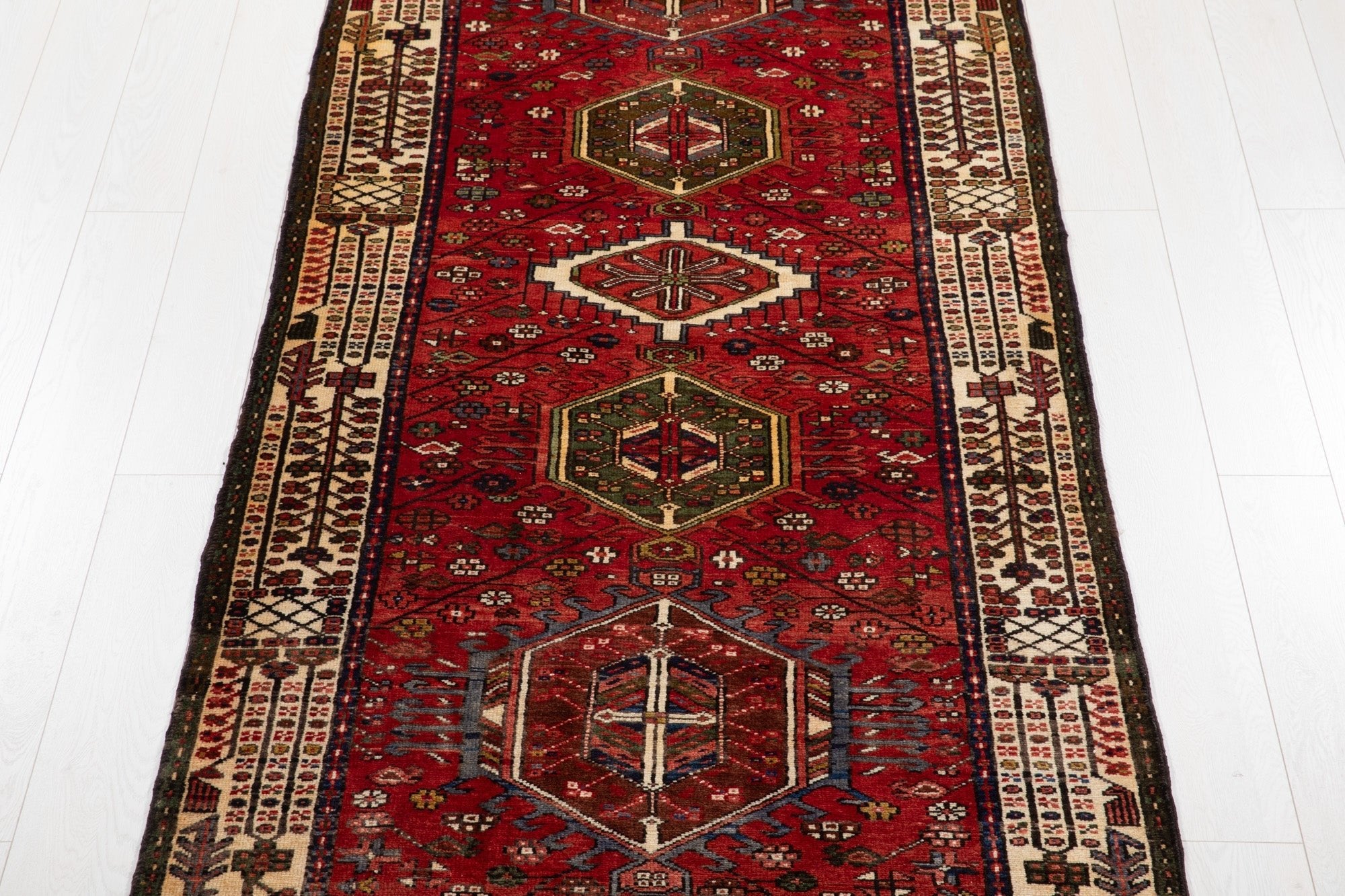 Hand-Knotted Vintage Wool Runner Rug – 14' 5" x 3' 11" (440 × 119 cm) - Yasi & Fara