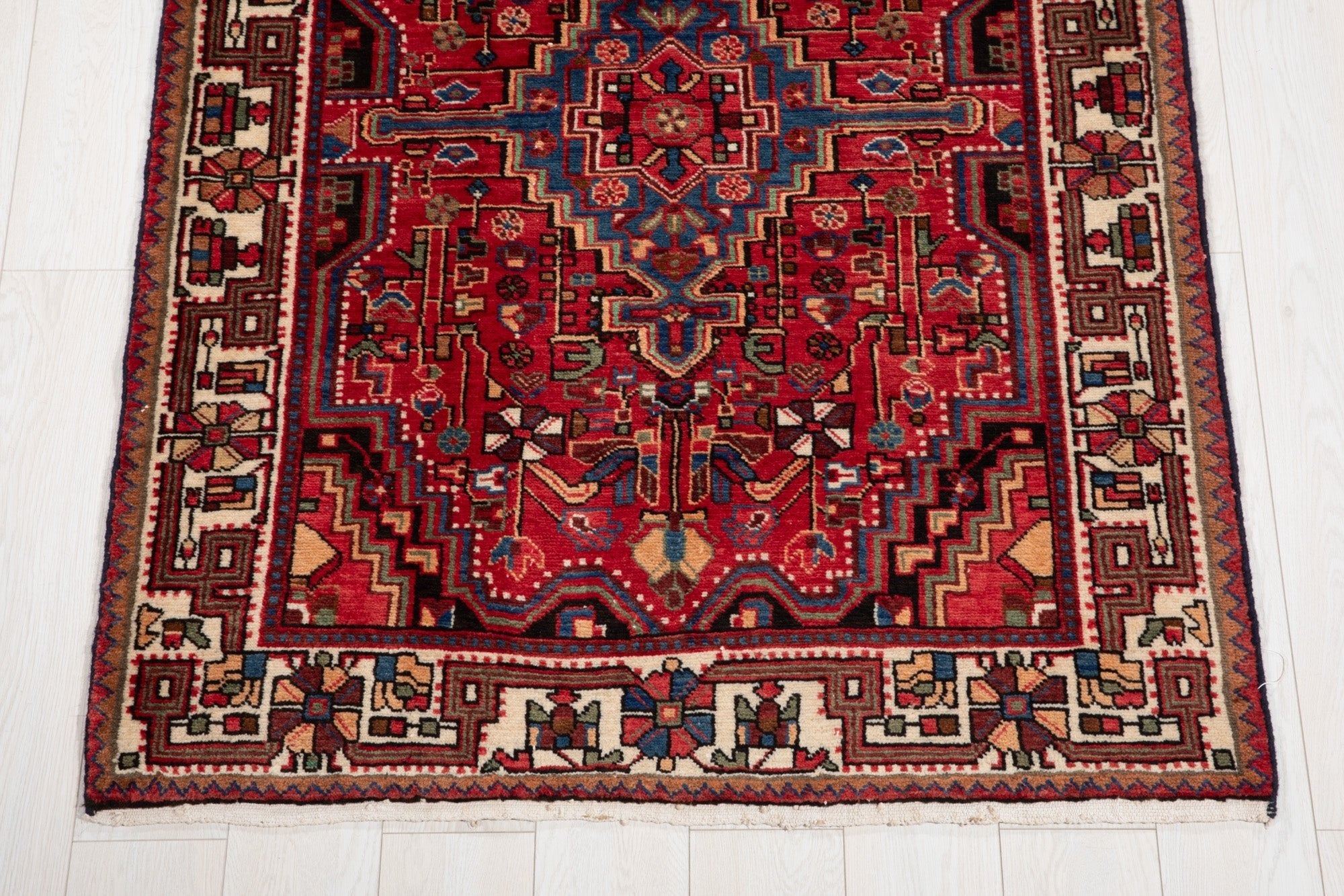 Hand-Knotted Vintage Wool Runner Rug – 13' 6" x 3' 8" (412 × 113 cm) - Yasi & Fara