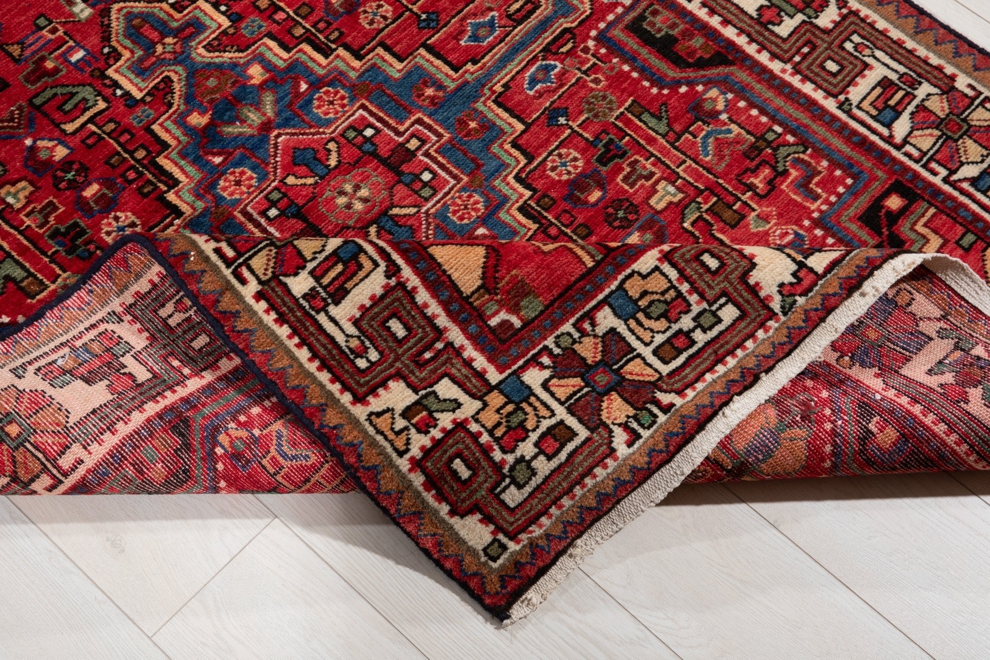 Hand-Knotted Vintage Wool Runner Rug – 13' 6" x 3' 8" (412 × 113 cm) - Yasi & Fara