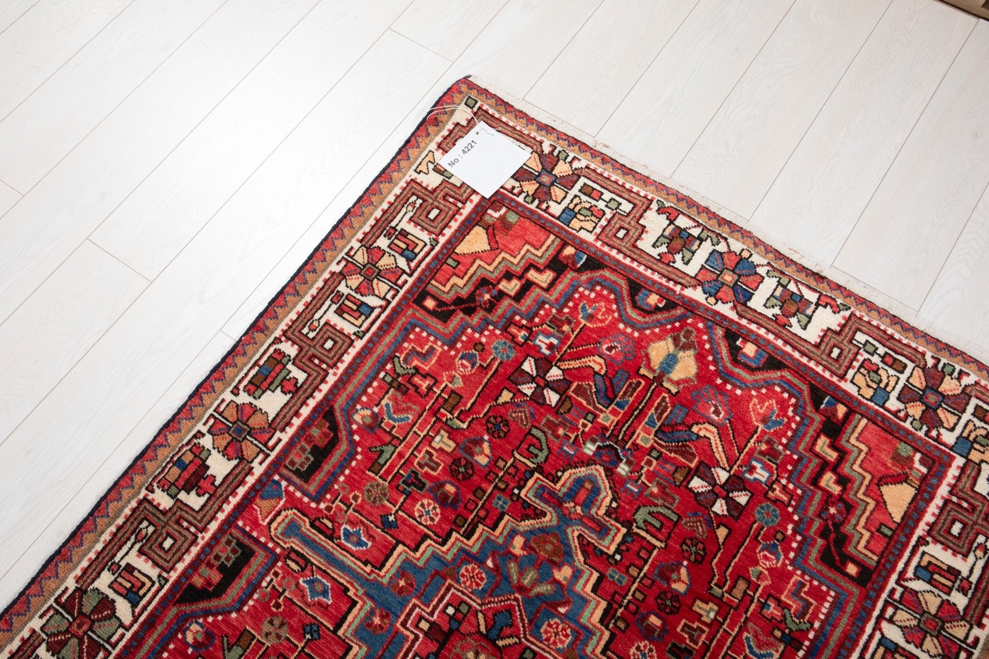 Hand-Knotted Vintage Wool Runner Rug – 13' 6" x 3' 8" (412 × 113 cm) - Yasi & Fara