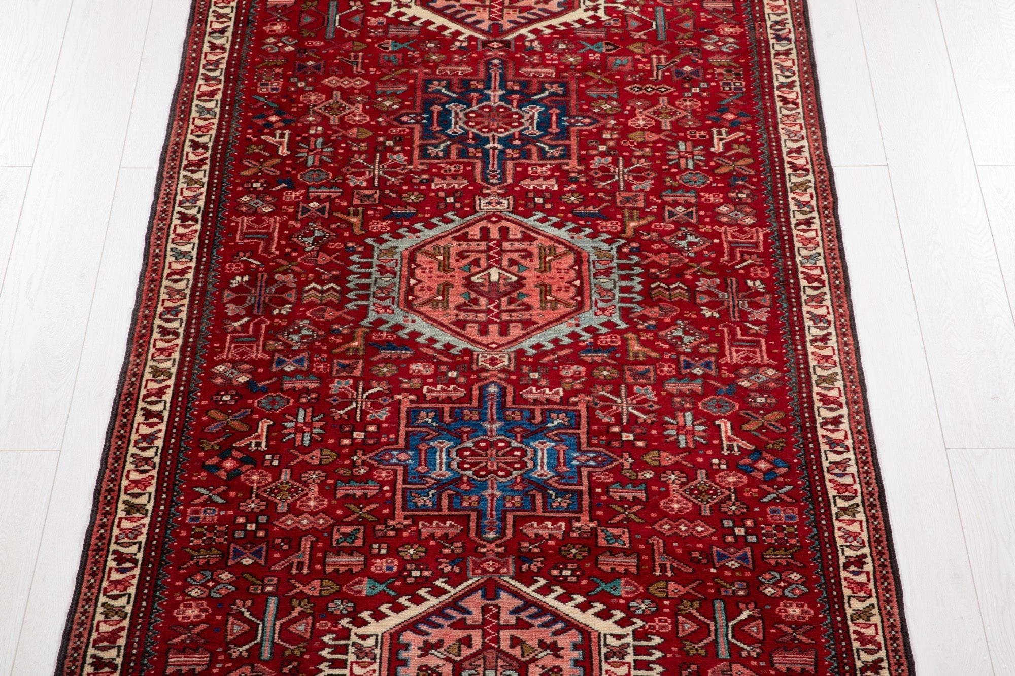 Hand-Knotted Vintage Wool Runner Rug – 9' 4" x 3' 9" (284 × 114 cm) - Yasi & Fara