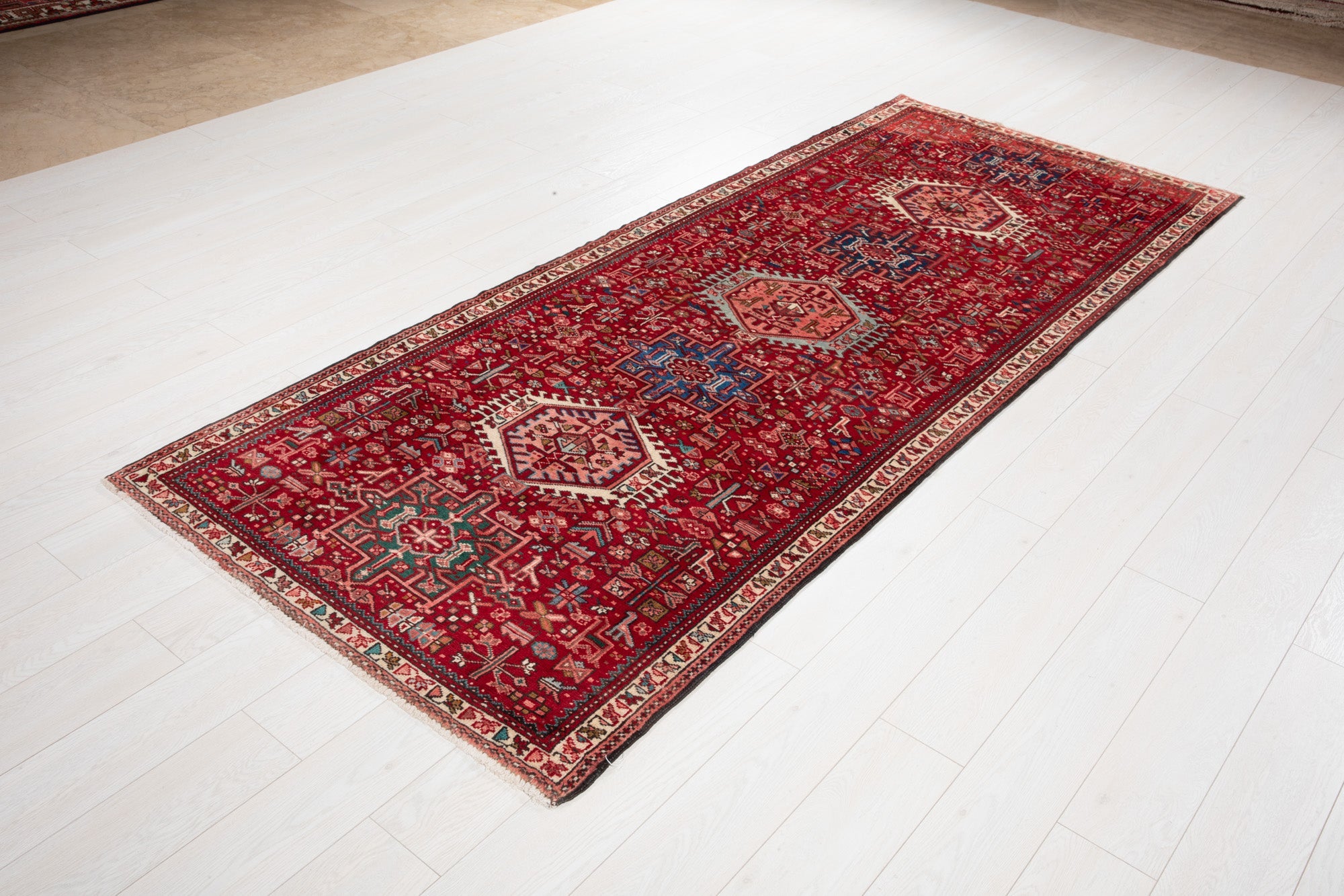 Hand-Knotted Vintage Wool Runner Rug – 9' 4" x 3' 9" (284 × 114 cm) - Yasi & Fara