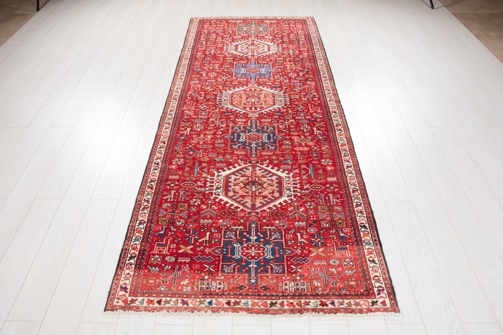 Hand-Knotted Vintage Wool Runner Rug – 9' 4" x 3' 9" (284 × 114 cm) - Yasi & Fara