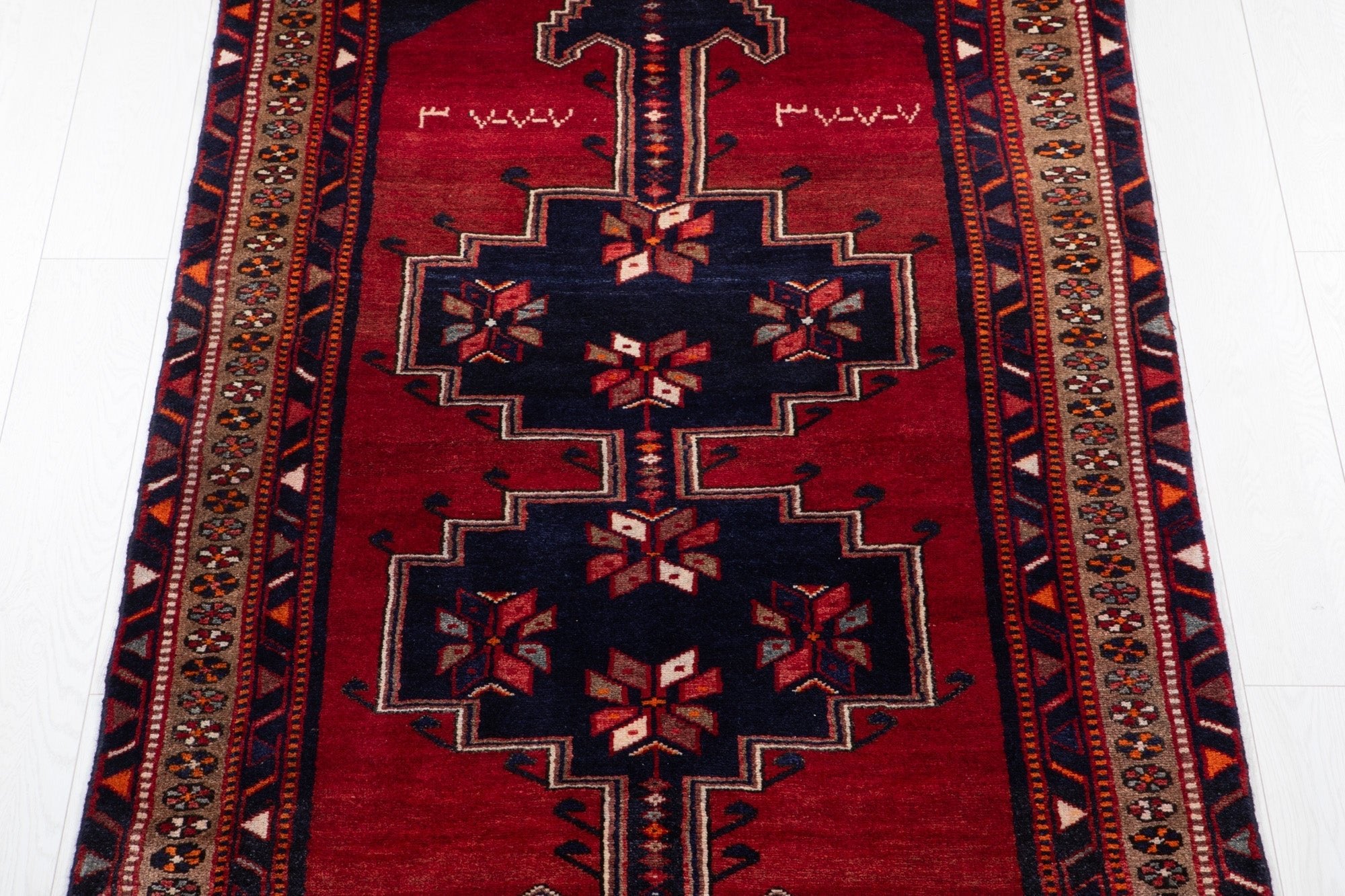 Hand-Knotted Vintage Wool Area Rug – 6' 7" x 3' 9" (200 x 114 cm) - Yasi & Fara