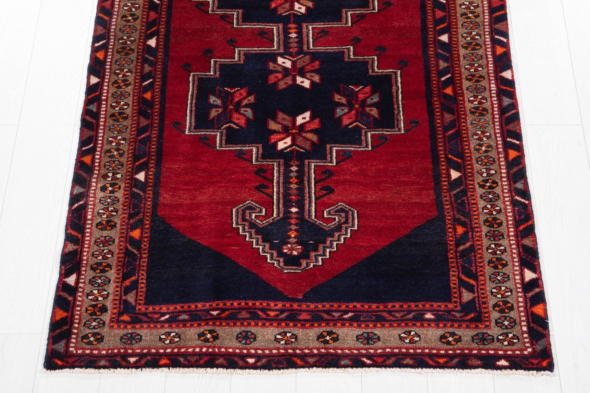 Hand-Knotted Vintage Wool Area Rug – 6' 7" x 3' 9" (200 x 114 cm) - Yasi & Fara