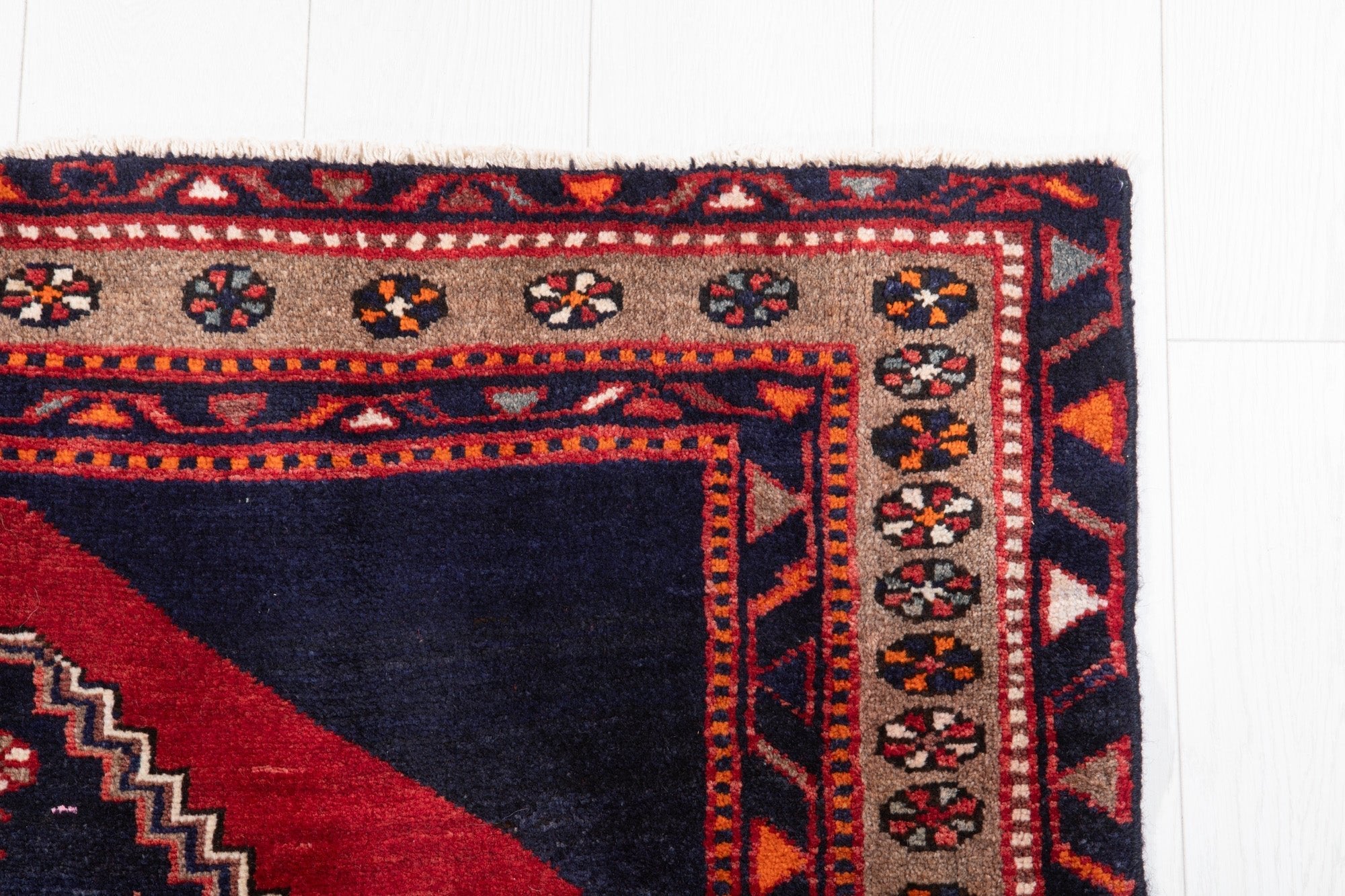 Hand-Knotted Vintage Wool Area Rug – 6' 7" x 3' 9" (200 x 114 cm) - Yasi & Fara