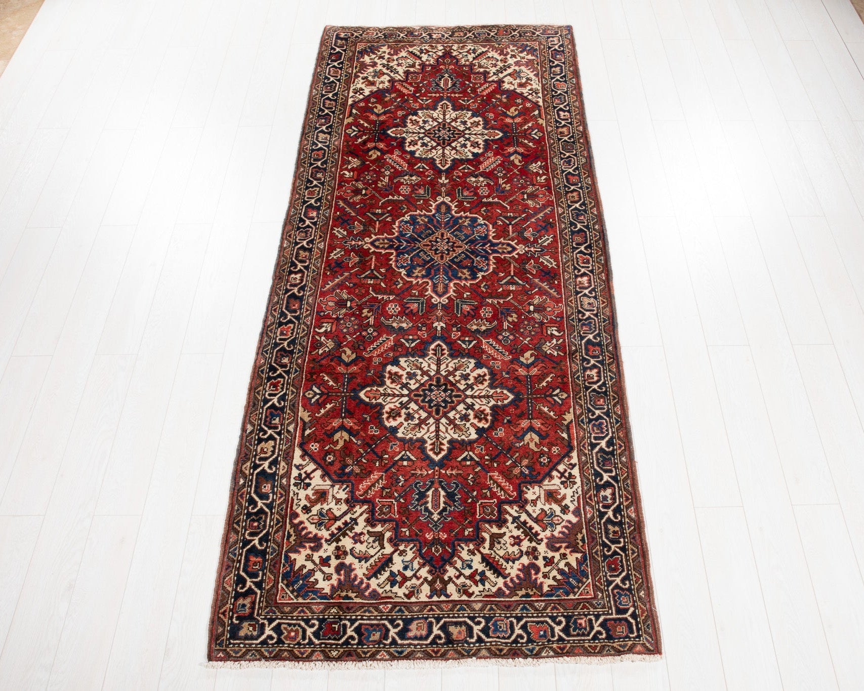 Hand-Knotted Vintage Wool Runner Rug – 9' 9" x 4' (298 x 121 cm) - Yasi & Fara