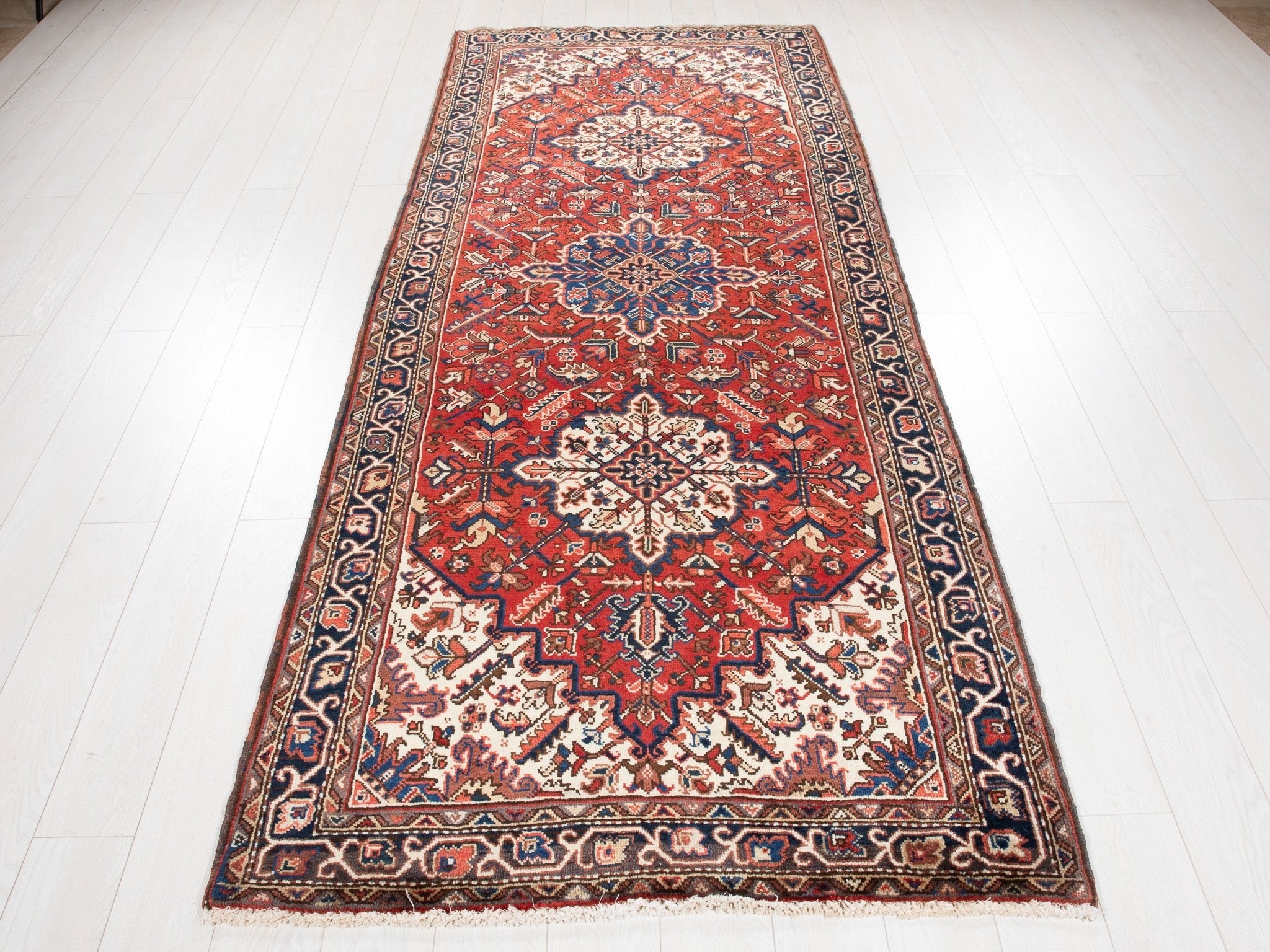 Hand-Knotted Vintage Wool Runner Rug – 9' 9" x 4' (298 x 121 cm) - Yasi & Fara