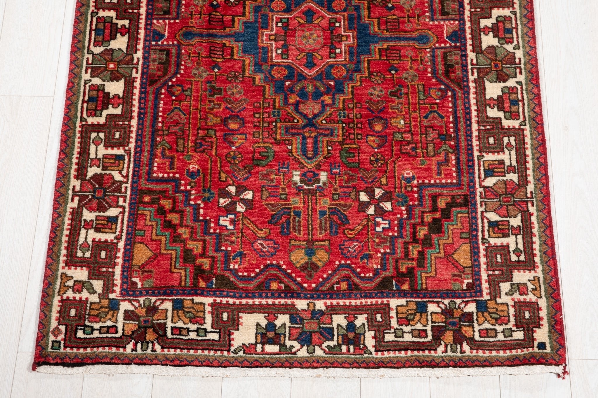 Hand-Knotted Vintage Wool Area Rug – 13' 8" x 3' 8" (417 x 111 cm) - Yasi & Fara
