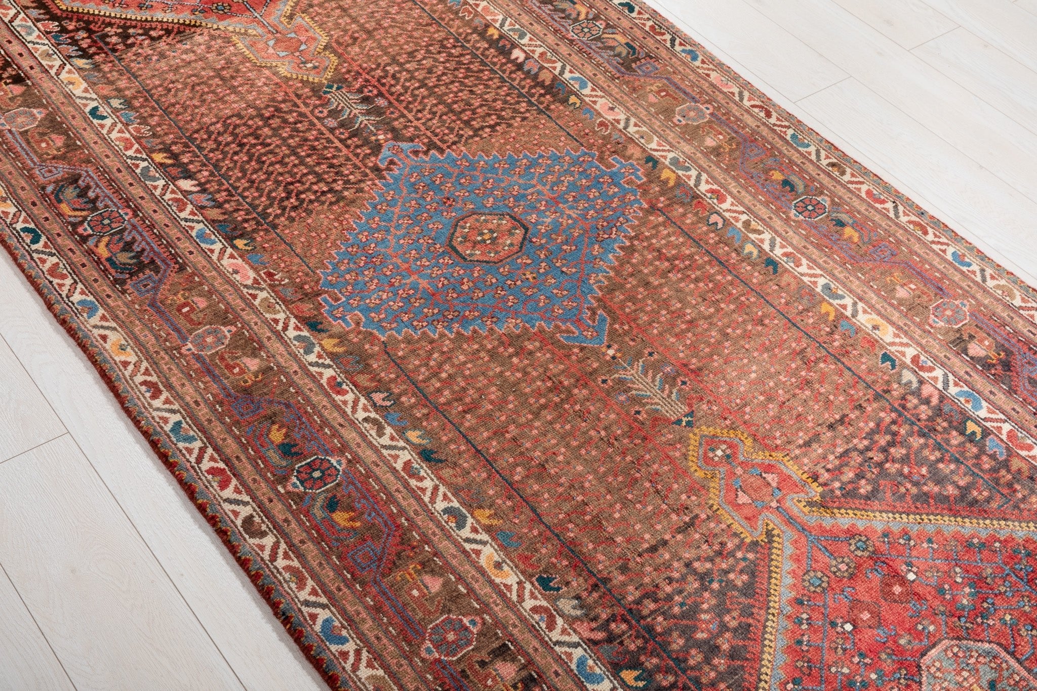 Hand-Knotted Vintage Wool Runner Rug – 12' 6" x 4' (382 x 121 cm) - Yasi & Fara