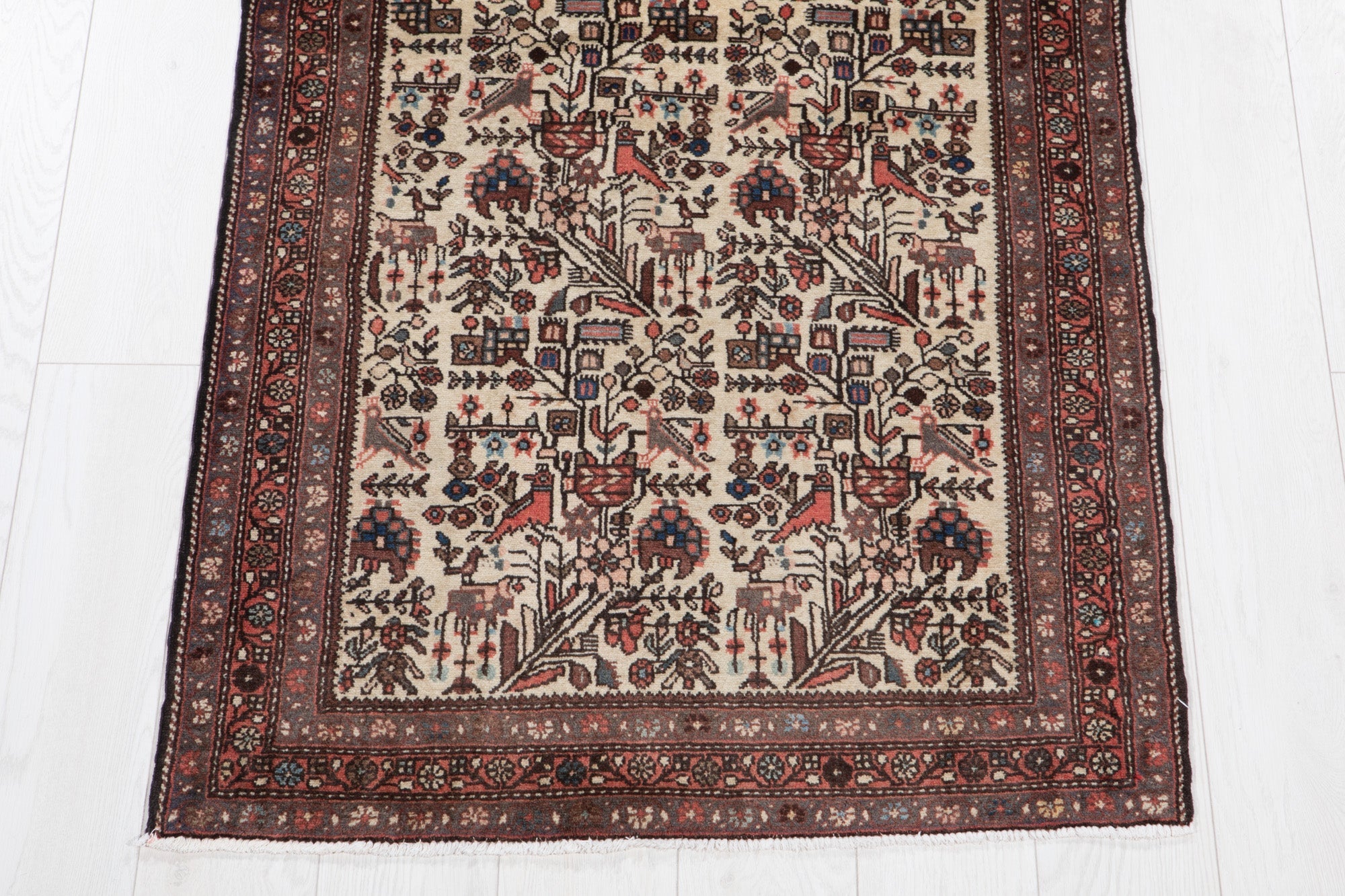 Hand-Knotted Vintage Wool Area Rug – 6' 5" x 2' 10" (195 x 87 cm) - Yasi & Fara