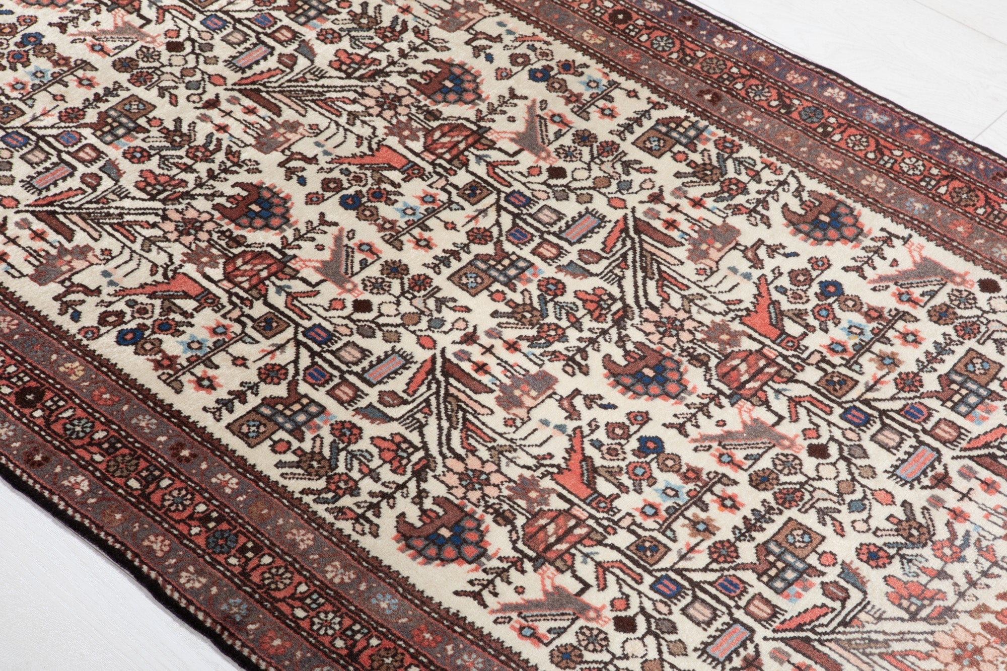 Hand-Knotted Vintage Wool Area Rug – 6' 5" x 2' 10" (195 x 87 cm) - Yasi & Fara