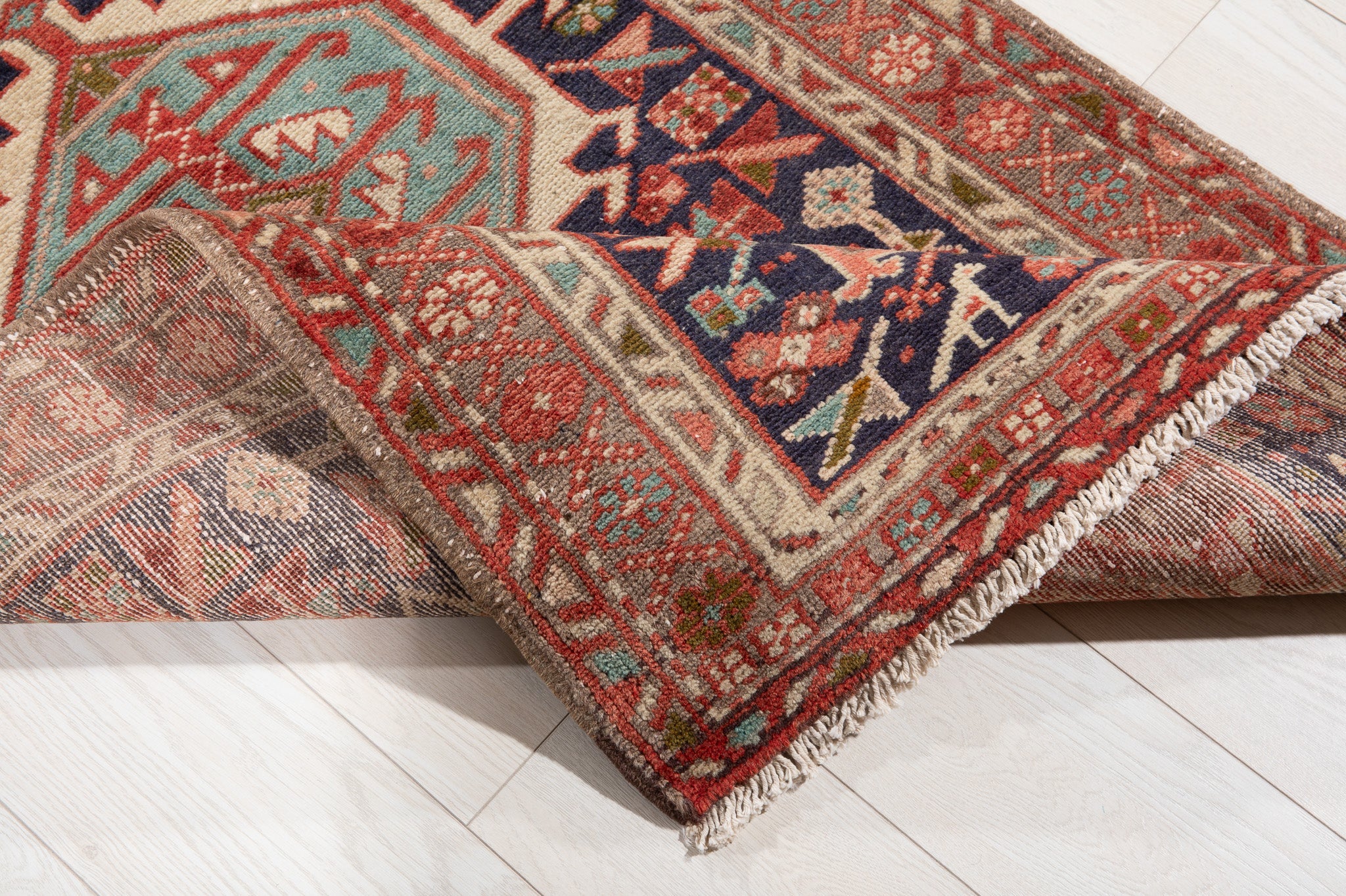 Hand-Knotted Vintage Wool Runner Rug – 10' 9" x 2' 10" (327 x 87 cm) - Yasi & Fara