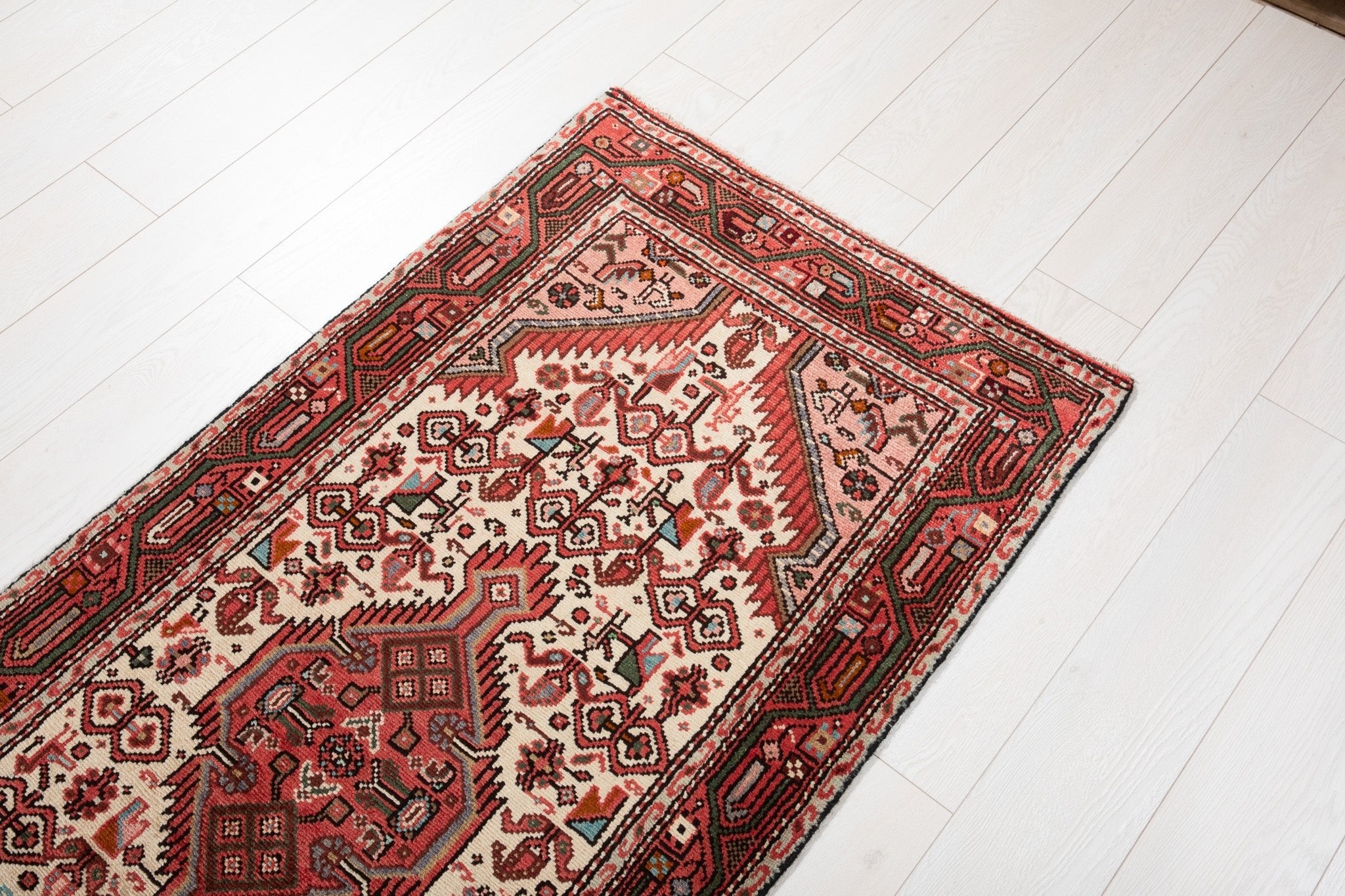 Hand-Knotted Vintage Wool Runner Rug – 10' 11" x 2' 7" (332 x 80 cm) - Yasi & Fara