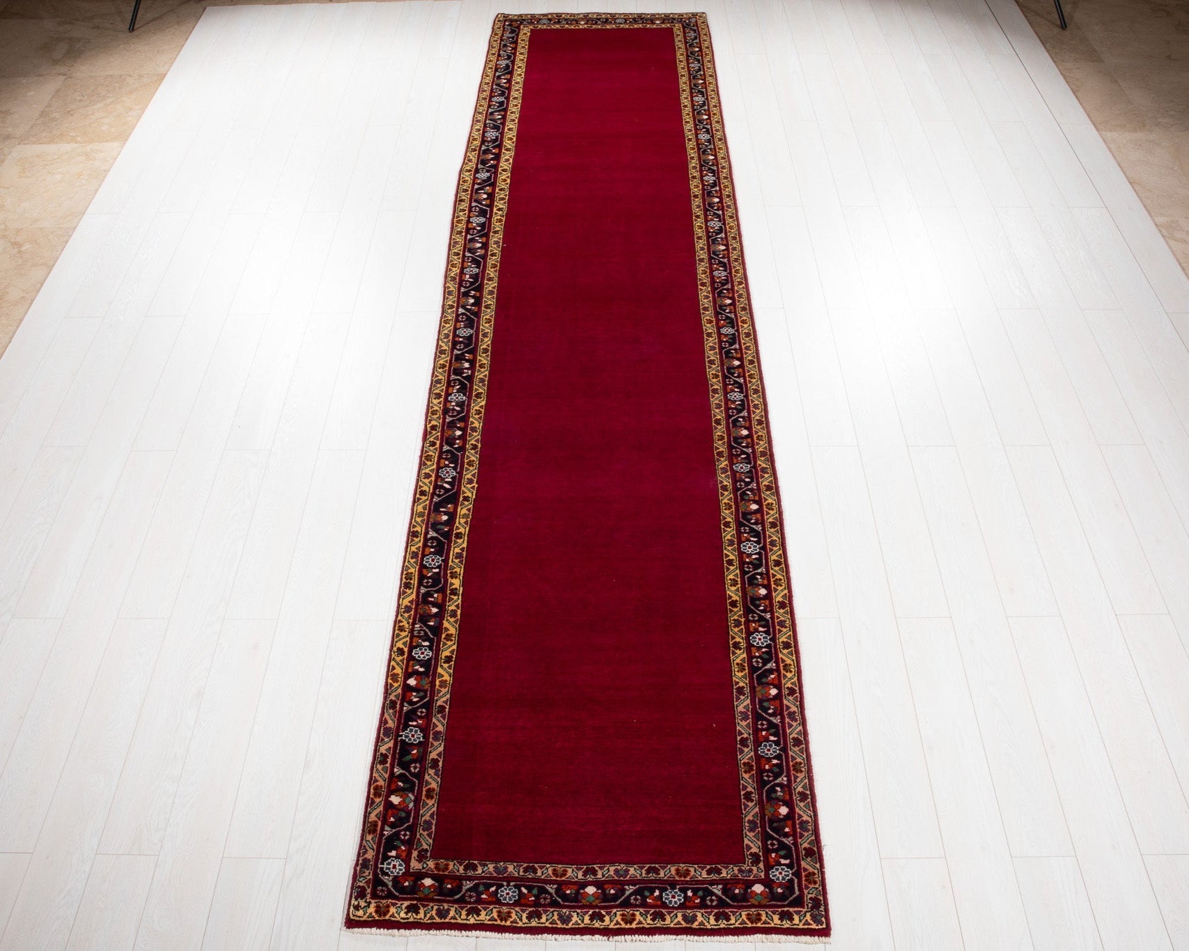Hand-Knotted Vintage Wool Runner Rug – 13' 10" x 3' 5" (422 x 105 cm) - Yasi & Fara