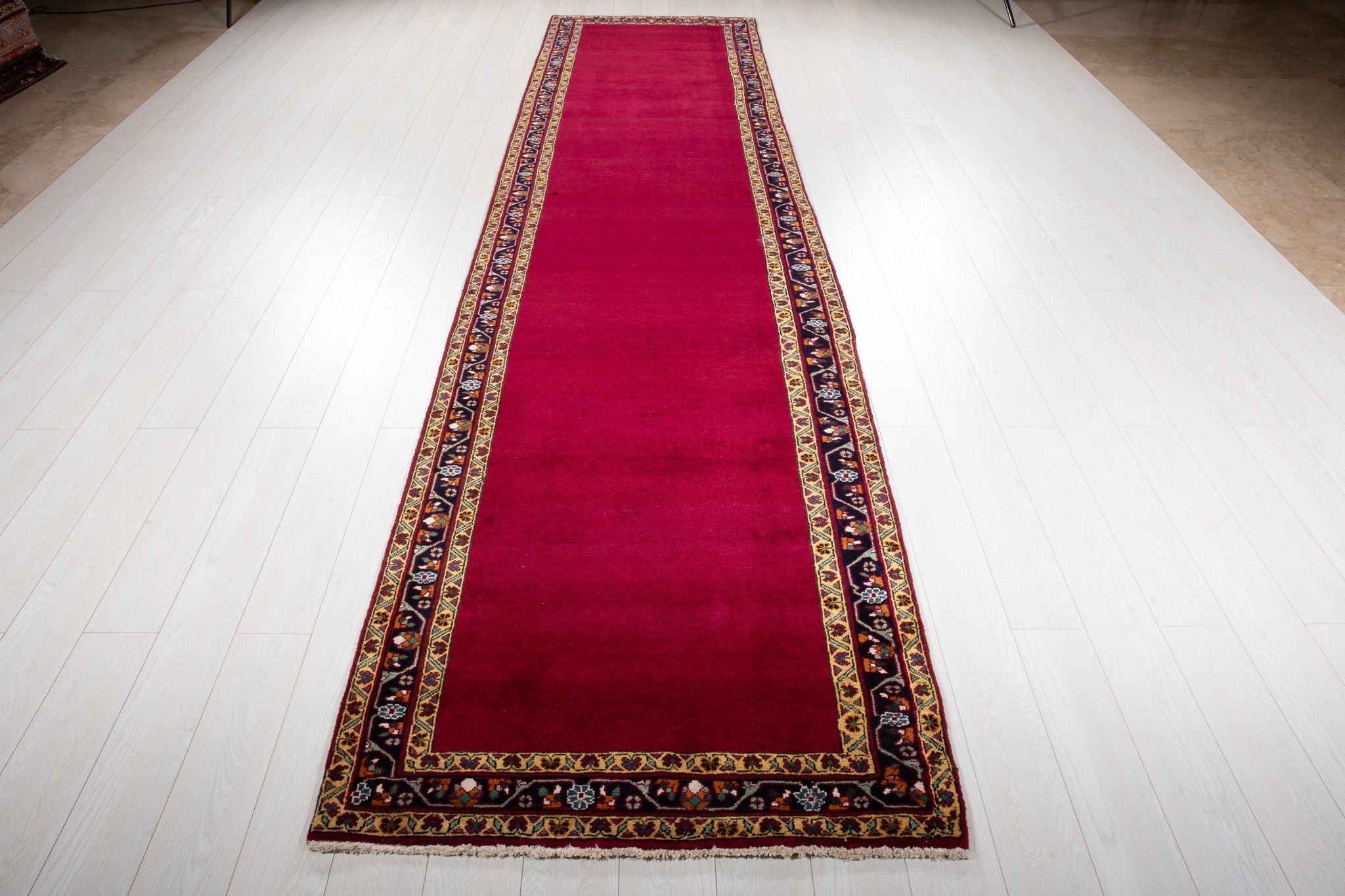 Hand-Knotted Vintage Wool Runner Rug – 13' 10" x 3' 5" (422 x 105 cm) - Yasi & Fara