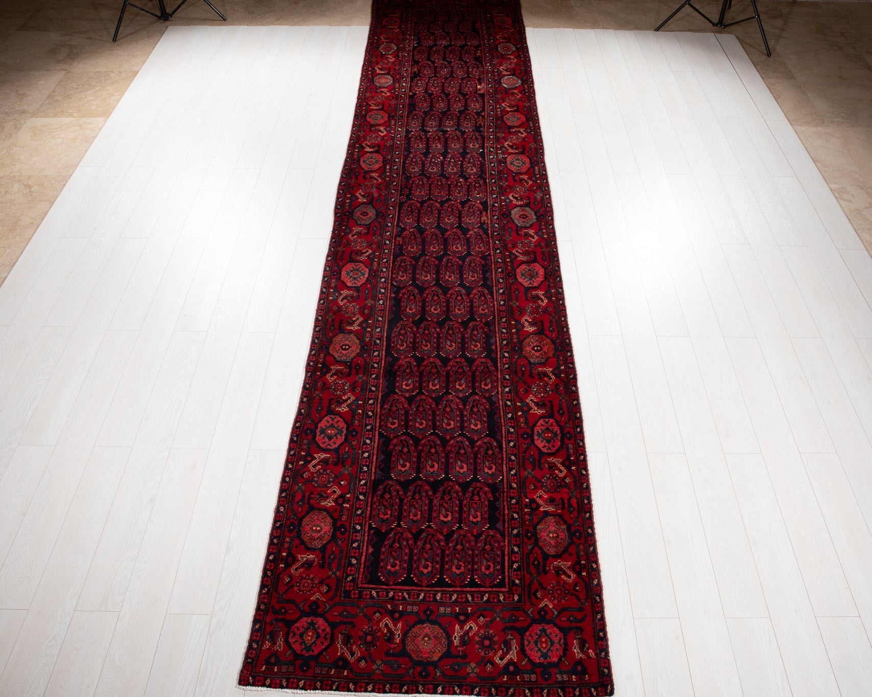 Hand-Knotted Vintage Wool Runner Rug – 16' 9" x 3' 7" (510 x 109 cm) - Yasi & Fara