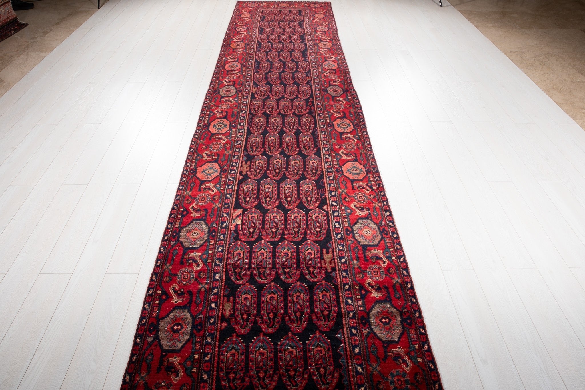 Hand-Knotted Vintage Wool Runner Rug – 16' 9" x 3' 7" (510 x 109 cm) - Yasi & Fara