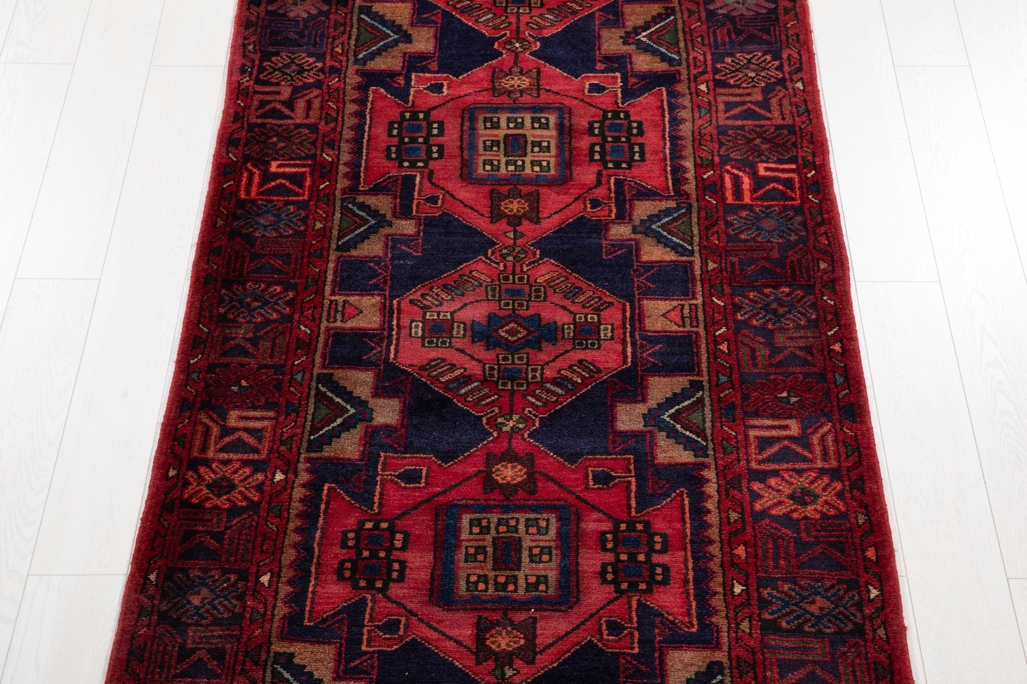 Hand-Knotted Vintage Wool Runner Rug – 10' 1" x 3' 9" (308 × 114 cm) - Yasi & Fara