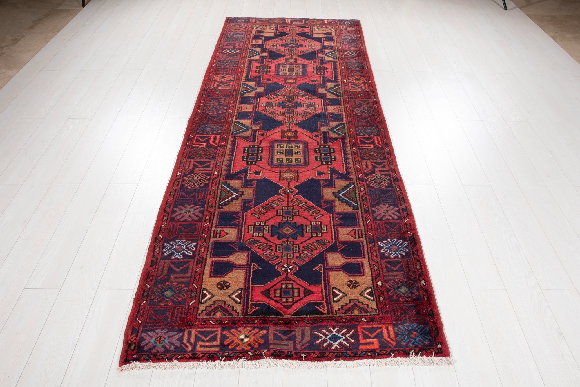 Hand-Knotted Vintage Wool Runner Rug – 10' 1" x 3' 9" (308 × 114 cm) - Yasi & Fara