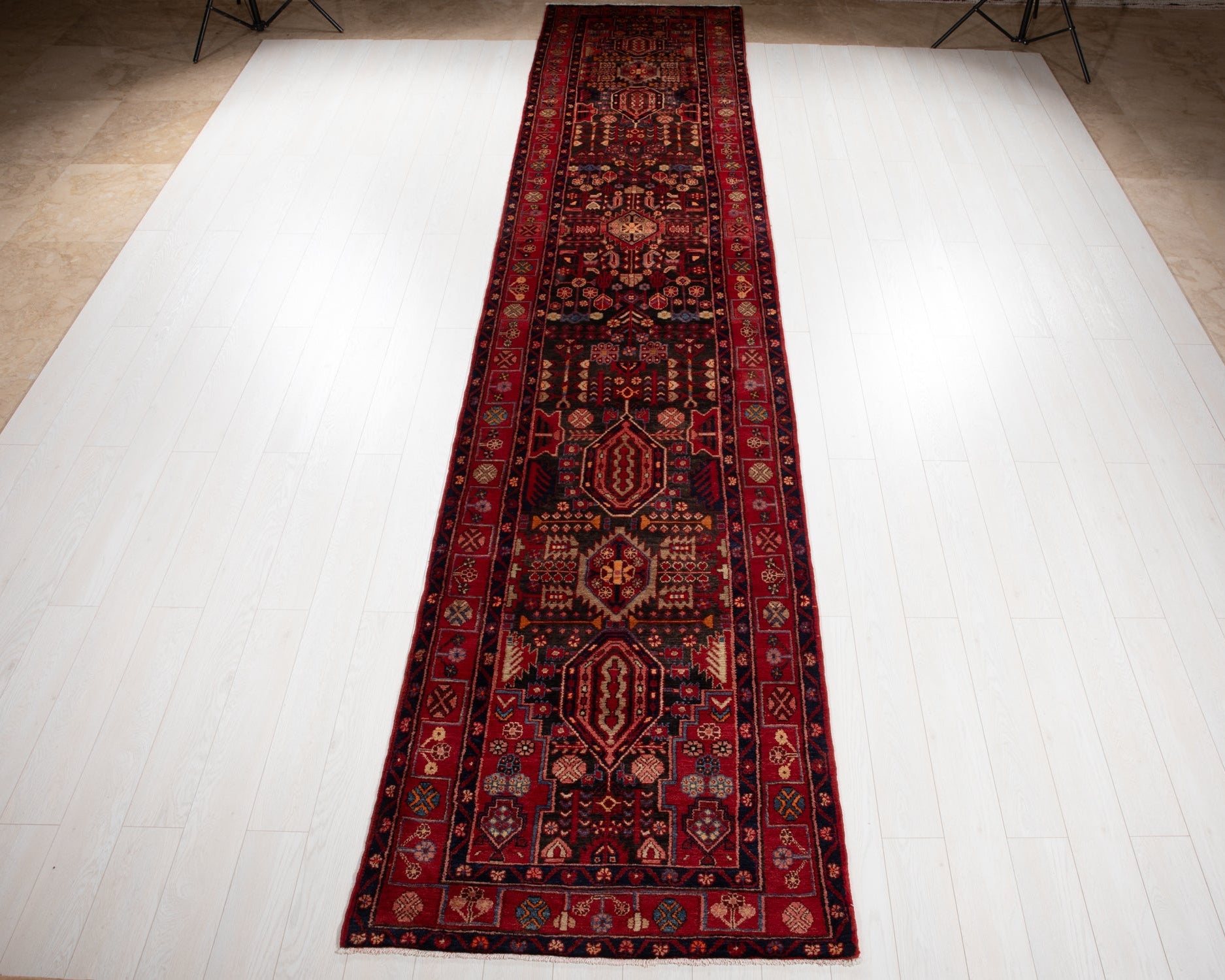 Hand-Knotted Vintage Wool Runner Rug – 16' 4" x 3' 6" (499 x 107 cm) - Yasi & Fara
