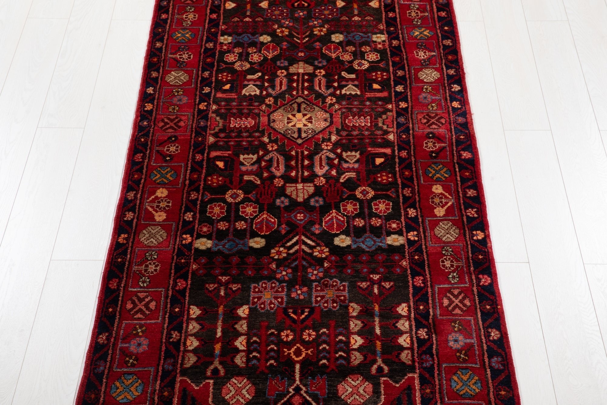 Hand-Knotted Vintage Wool Runner Rug – 16' 4" x 3' 6" (499 x 107 cm) - Yasi & Fara
