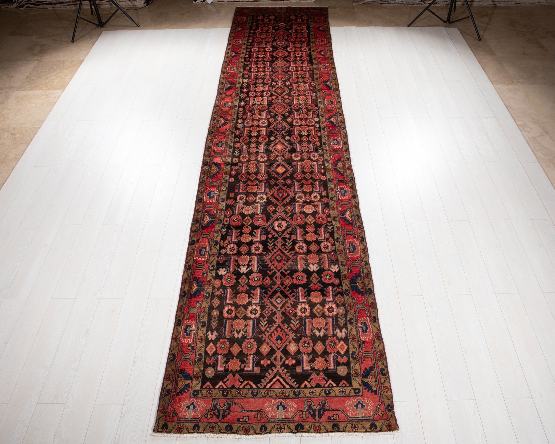 Hand-Knotted Vintage Wool Runner Rug – 16' 4" x 3' 8" (497 x 113 cm) - Yasi & Fara