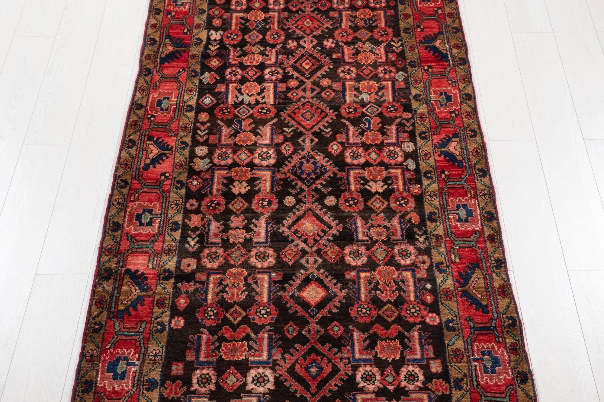 Hand-Knotted Vintage Wool Runner Rug – 16' 4" x 3' 8" (497 x 113 cm) - Yasi & Fara